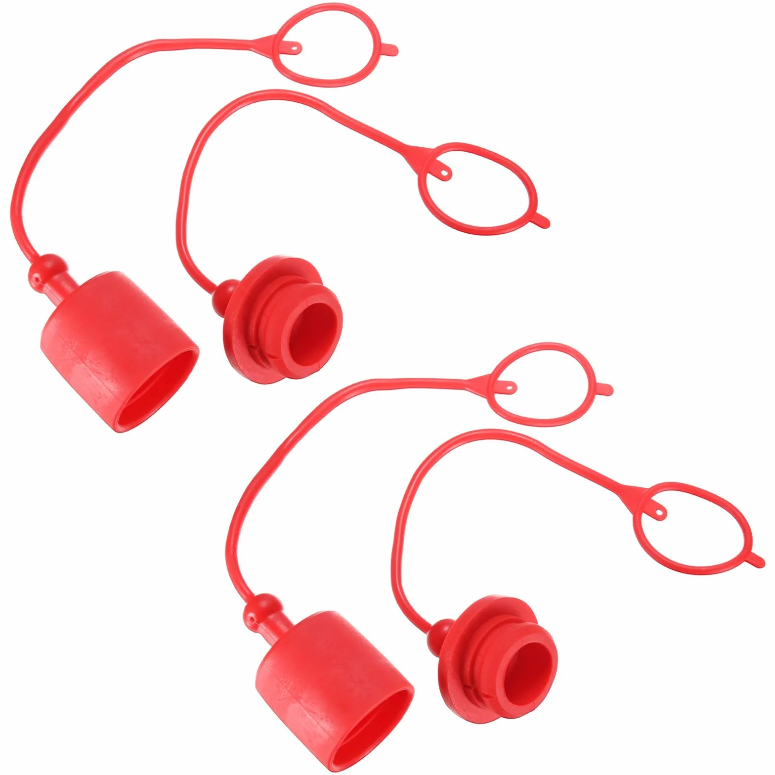 M METERXITY 2 Set Tappo Polvere Accoppiatore Idraulico 1" ISO-B PVC Coperture Gomma con Anello Ritenzione Connetti Rapidi Tappi Porta Coperture Raccordi [Rosso]
