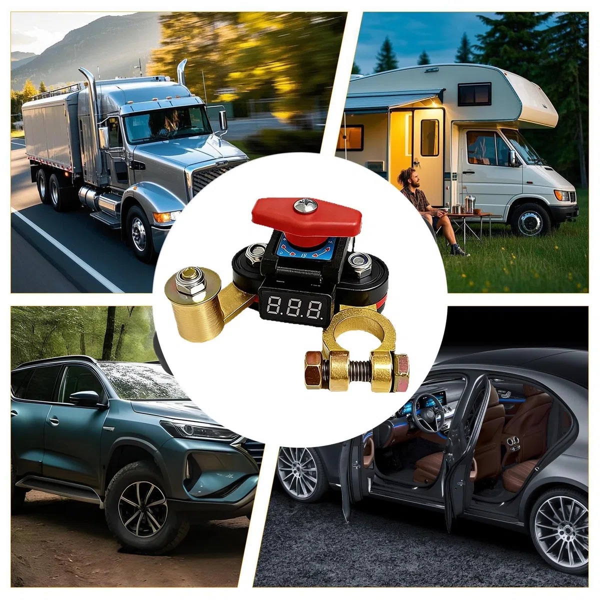Pulsante Di Disconnessione Batteria Auto | Robusto per Veicolo 12V/24V - Isolatore Batteria Dispositivo Interruzione Alimentazione - per Camper SUV Nautico ATV Barca Viaggio Guida