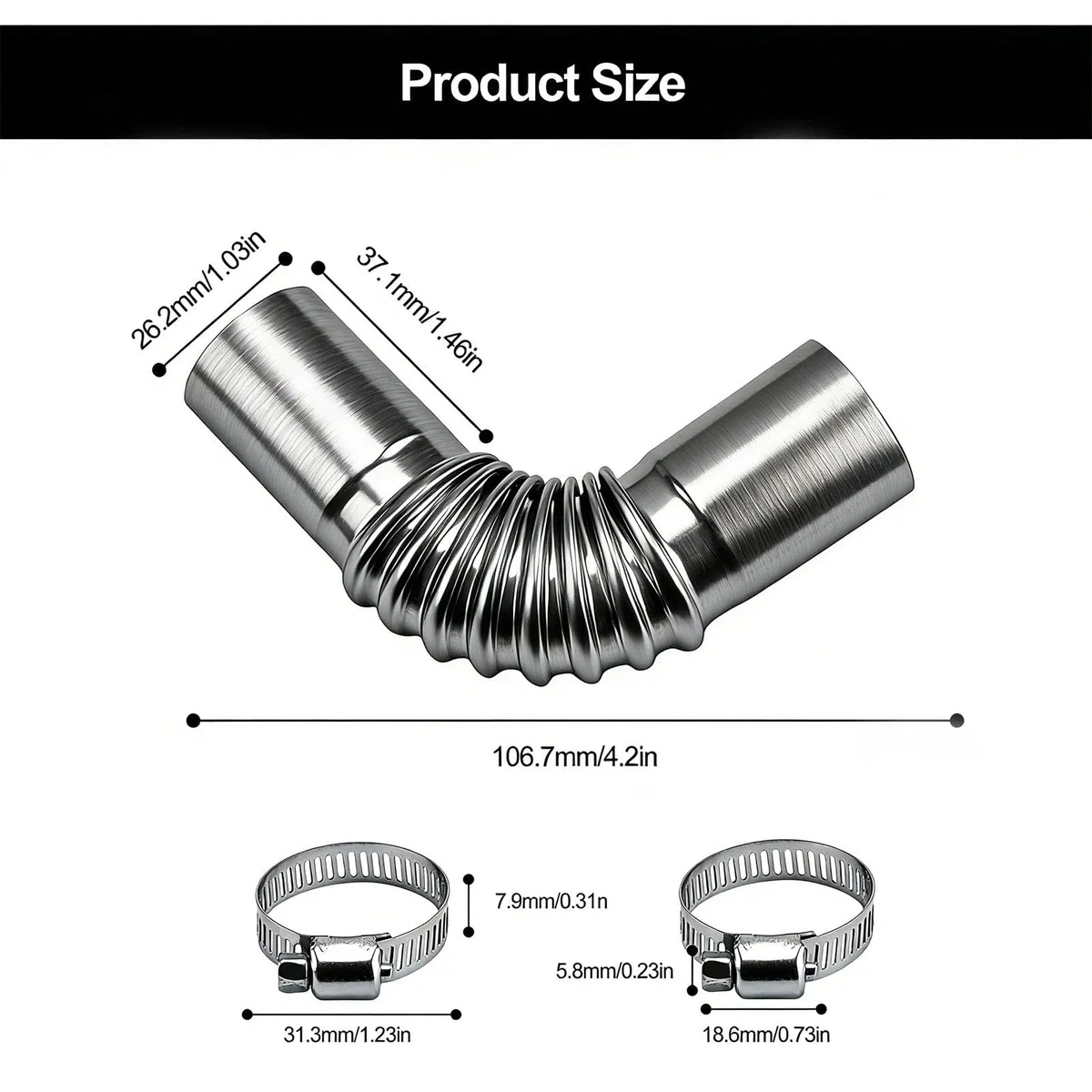 2 Pezzi Tubo Scarico Riscaldatore Gasolio, ZIJANG 25mm Tubo di Scarico del Riscaldatore Diesel, Tubo Scarico Riscaldatore Diesel Viene Fornito con 4 Clip in Acciaio Inossidabile