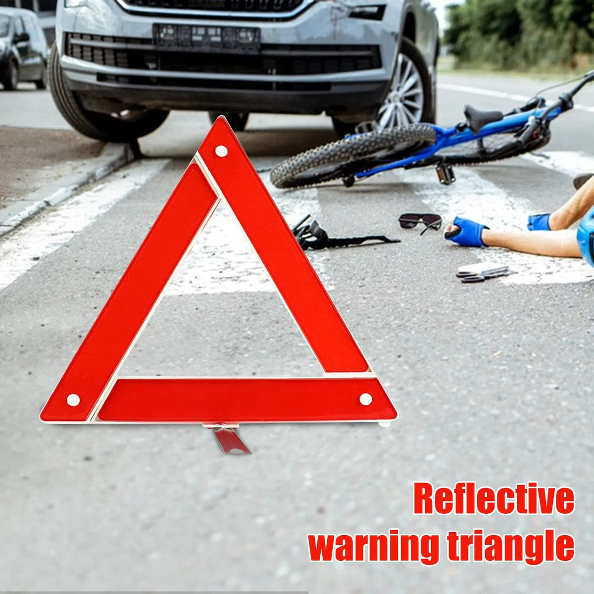 2in1 Kit Auto Emergenza con Triangolo Auto omologato & Gilet Catarifrangente Alta visibilità, Pieghevole Triangolo Emergenza Auto per Automobile Moto Camper