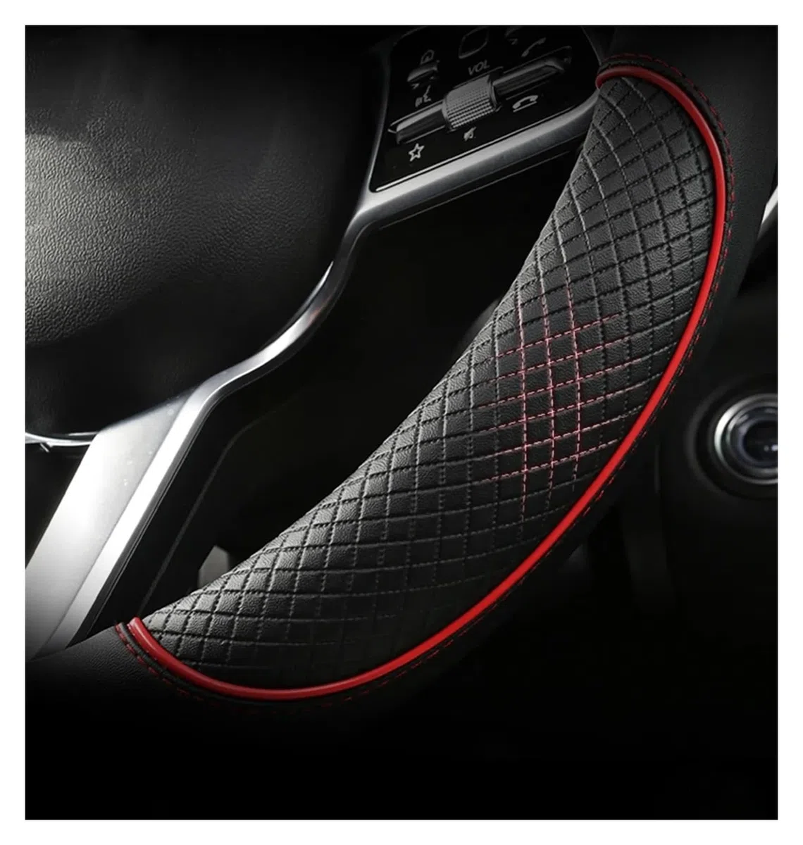 Volante Auto Coprivolanti Per Fiat 500X Per Cross/Per City Cross SUV 2018-2024+ Coprivolante Per Auto Ultrasottile In Pelle E Fibra Di Carbonio(BlackRed,D)