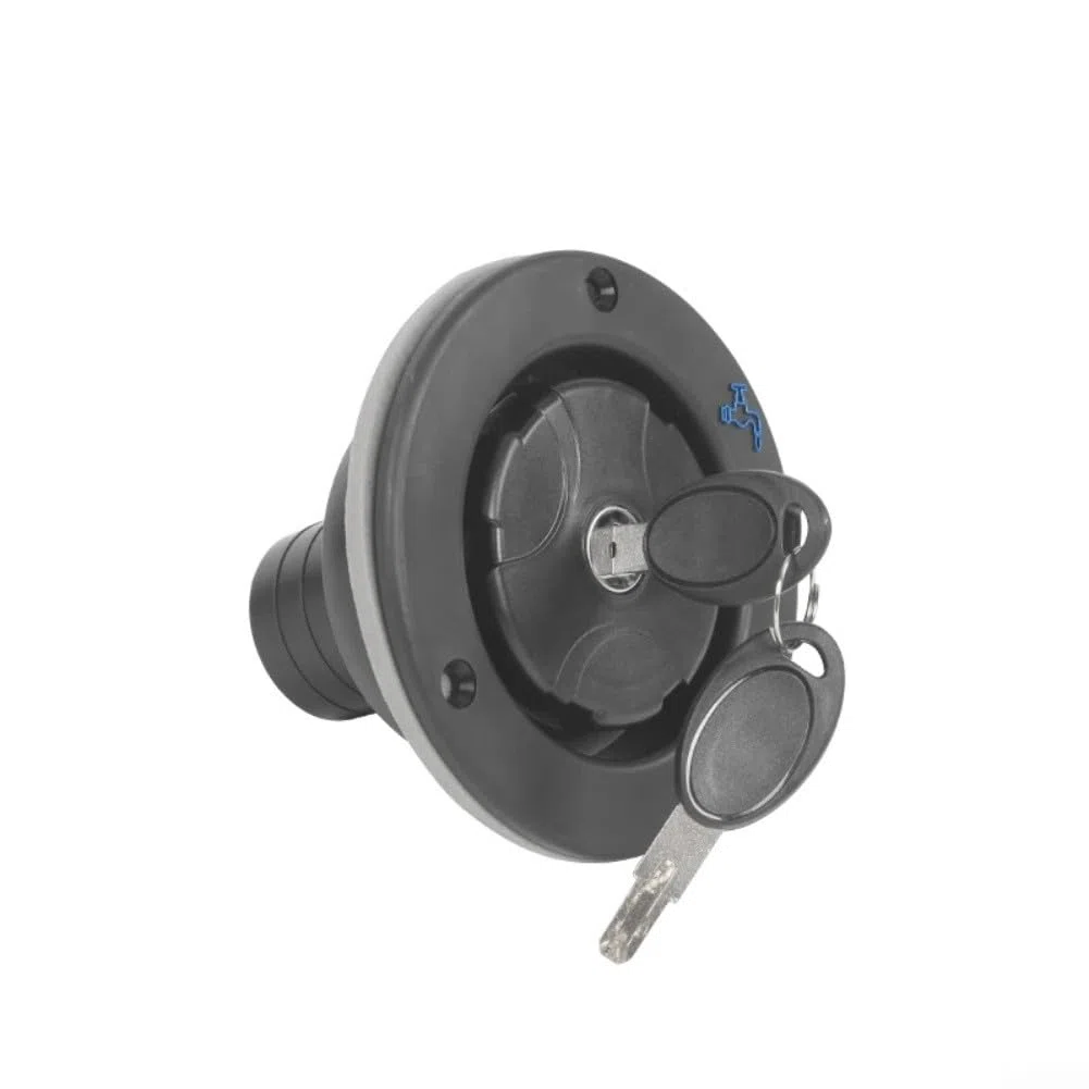 Riempitrice d'acqua a gravità con serratura, ingresso a baionetta da 40 mm, per rimorchi, campeggio, portello sicuro in plastica PP, 110 x 82 mm, nero (nero)