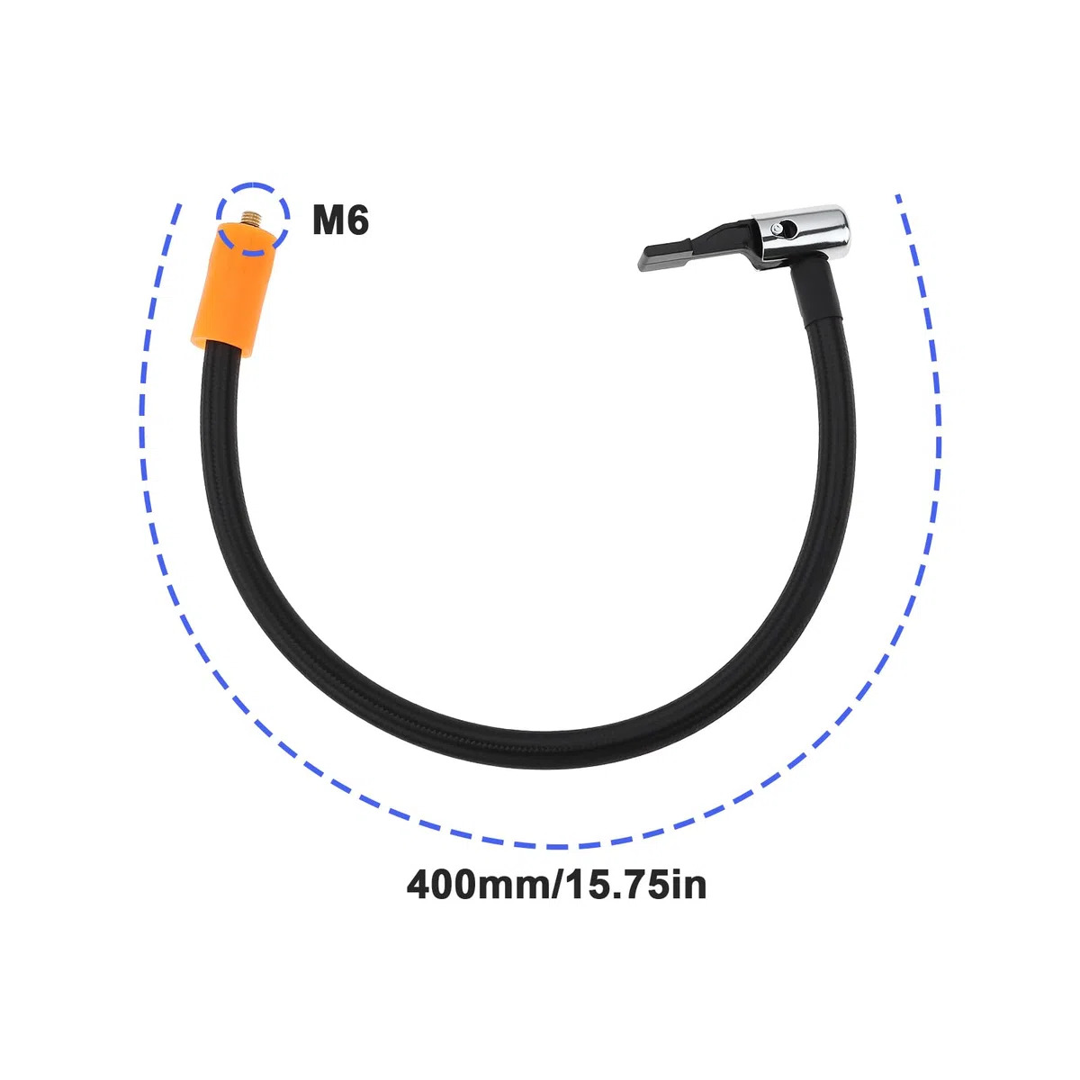 Adattatore per tubo di gonfiaggio per pneumatici M6, lunghezza 40 cm, per mandrino a clip, ugello per pneumatici, auto, moto, bicicletta, pompa ad aria, connettore per tubo flessibile