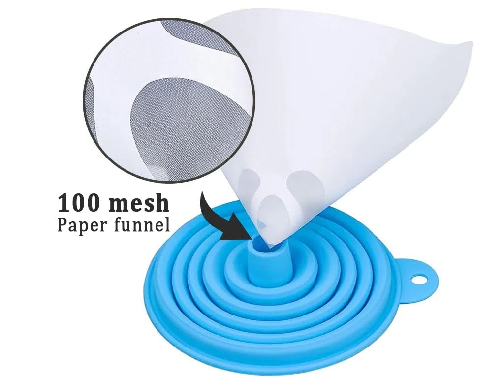 Anlising Filtro per Vernice, 250PCS Filtri per Vernice, Invia 2 Imbuto in Silicone, 100 Micron Carta Filtro Conica di Nylon, Filtri per Carta Conici per Vernice, Arti Automobilistiche, Mobili in Legno