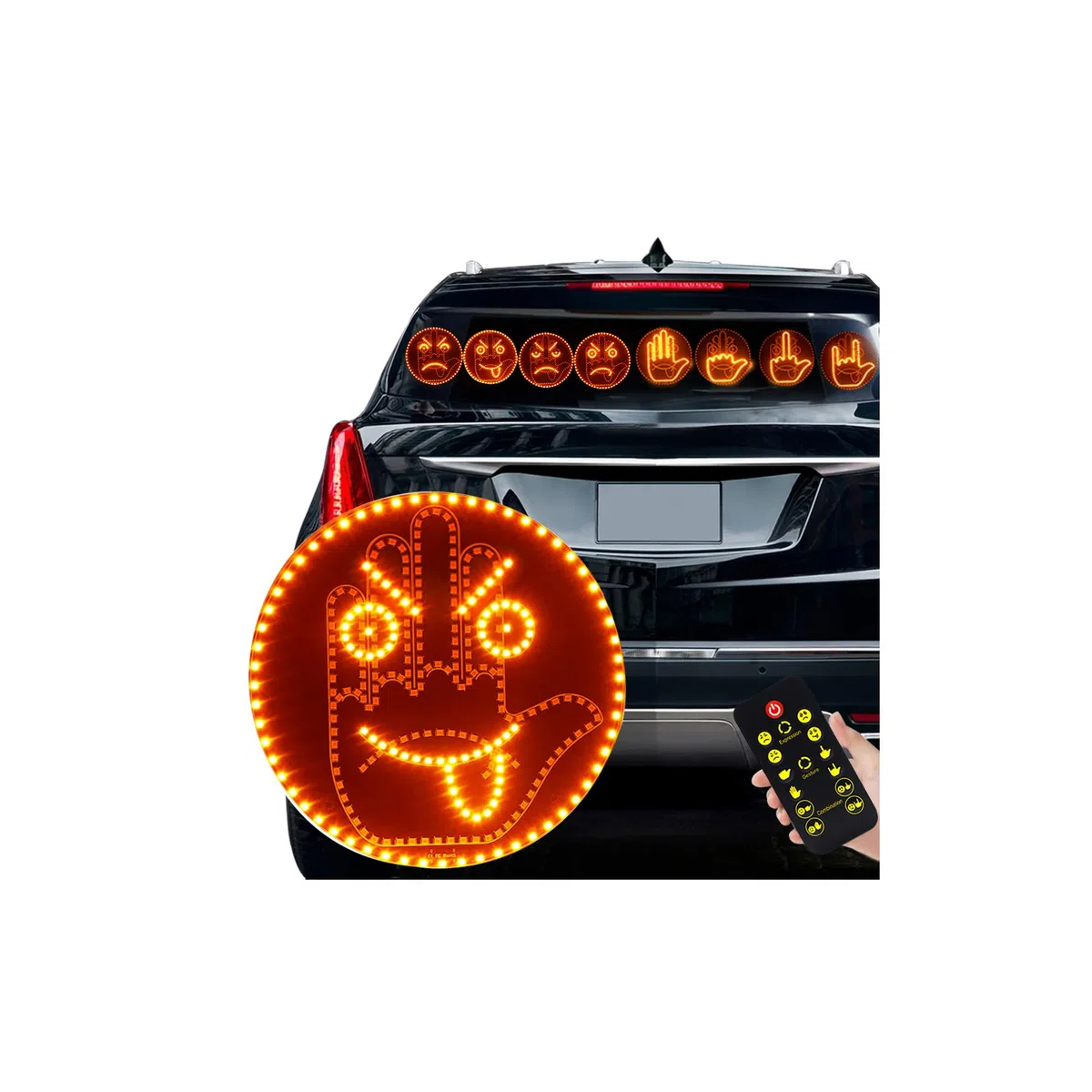 Zosppei luci gesto espressione LED per auto,2 in 1 Luce del dito dell'auto e luce di espressione