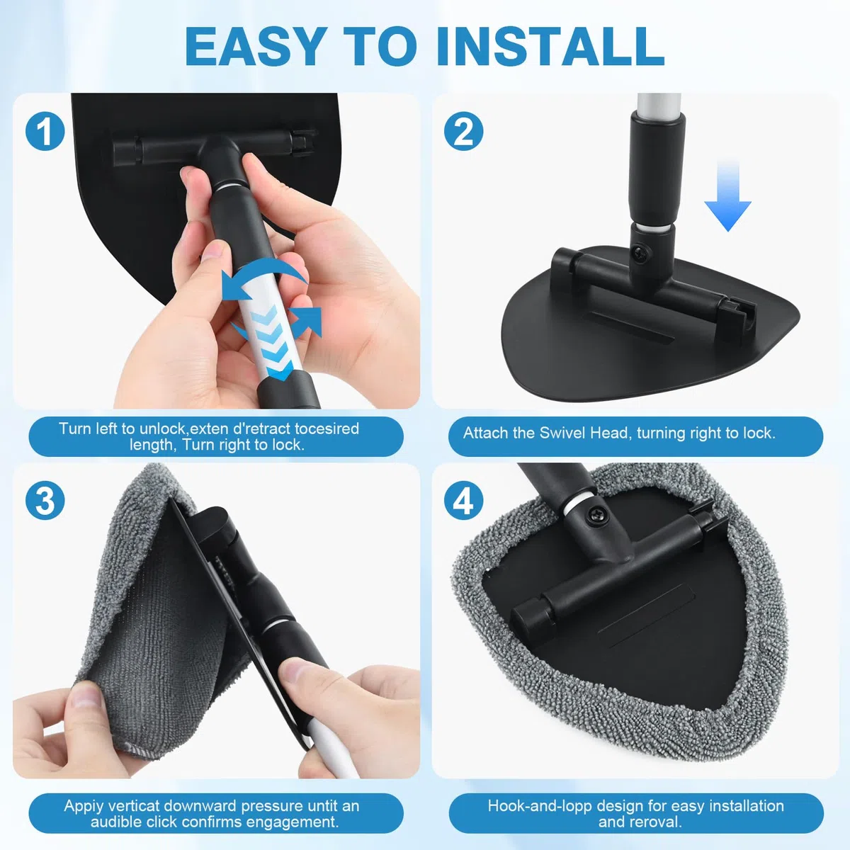 Pulitore per Parabrezza Auto, Detergente Interno per Parabrezza Espandibile con 4 Cuscinetti Riutilizzabili e Lavabili e Flacone Spray da 100 ml