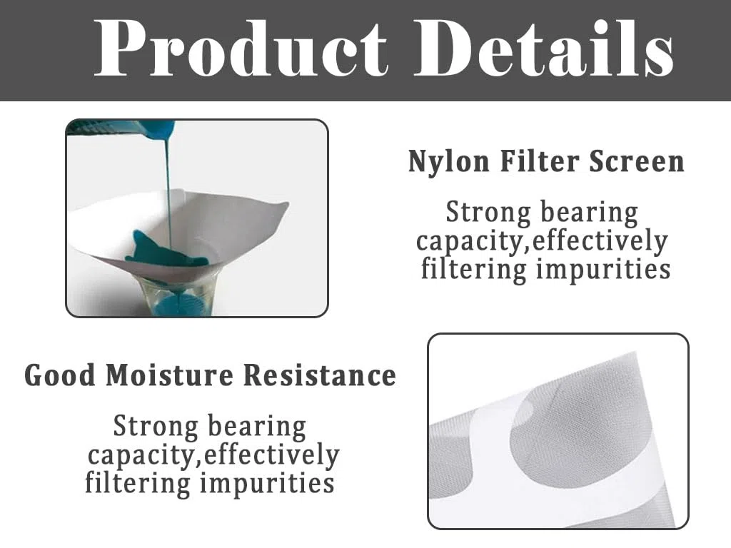 Anlising Filtro per Vernice, 250PCS Filtri per Vernice, Invia 2 Imbuto in Silicone, 100 Micron Carta Filtro Conica di Nylon, Filtri per Carta Conici per Vernice, Arti Automobilistiche, Mobili in Legno
