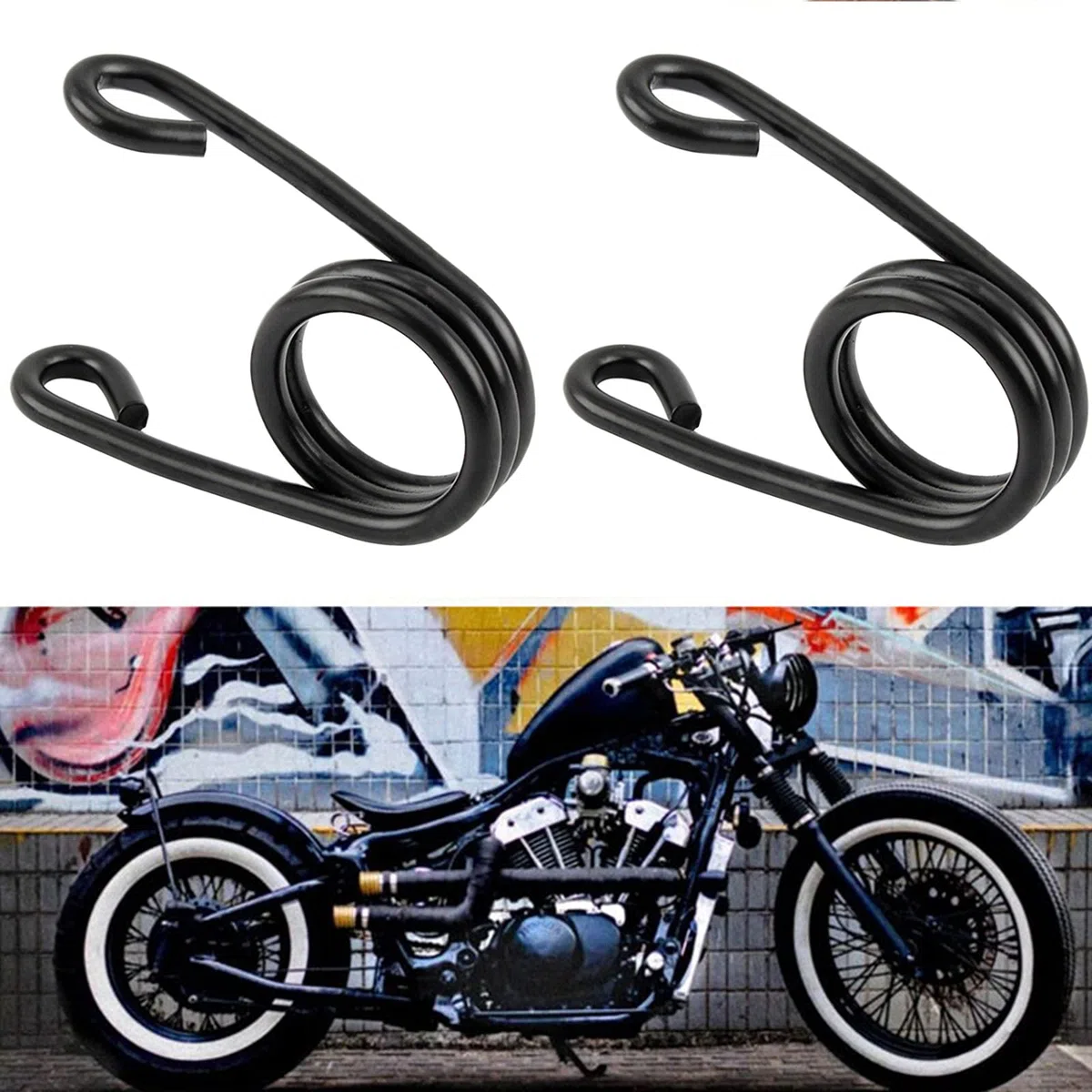 2 Pezzi Molle per Sella Moto, Molle di Montaggio Moto, Molle del Sedile da 3,2 Pollici, per Sella Bobber Moto Accessori per Moto (Nero)