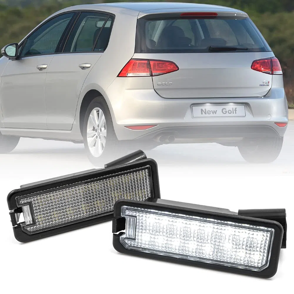 2 illuminazioni LED bianche per targa posteriore per Golf IV, V, VI, VII, Polo III, IV, V, Passat B7, B8, CC, Beetle, Lupo, Ibiza, Leon, Exeo, Altea, Canbus Led per luci di marcia diurna