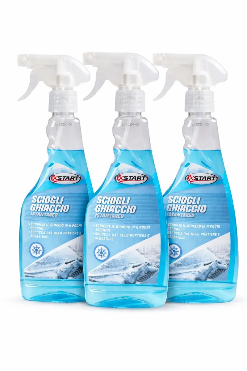 START Spruzzino Deghiacciante Parabrezza Auto 500 ml con Trigger, Scioglie Rapidamente Ghiaccio e Brina, Efficace a Basse Temperature, Sicuro su Vetri e Guarnizioni – Confezione da 3 Pezzi