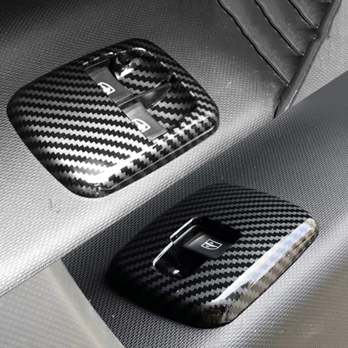 CRAKES 2 decorativi per alzacristalli in fibra di carbonio per Smart 453 Fortwo 2015 + accessori