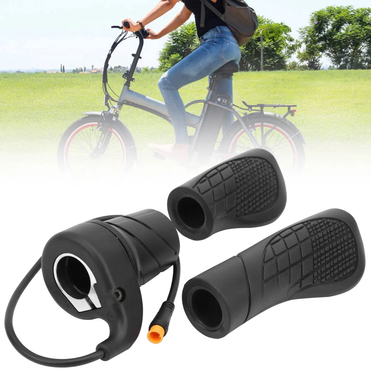 KIMISS Acceleratore a Mezza Rotazione Impermeabile per Bicicletta Elettrica, Parte di Modifica per Mountain Bike, Acceleratore a Rotazione per Bici Elettrica con Display,