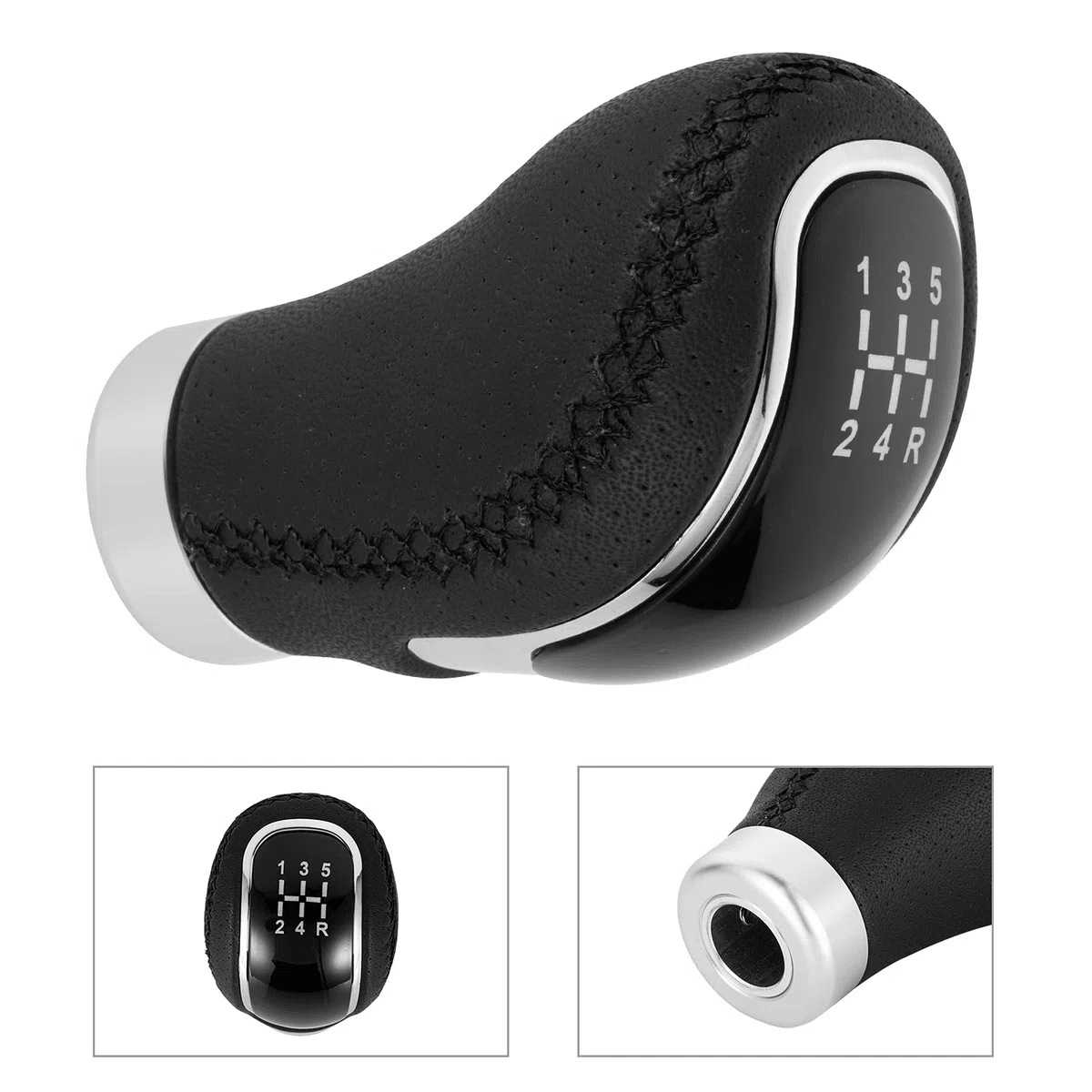 DOMENICA Pomello Leva Cambio Pelle Universale per Auto 5 Marce 6 Marce con 8mm 10mm 12mm Adattatori (Nero)