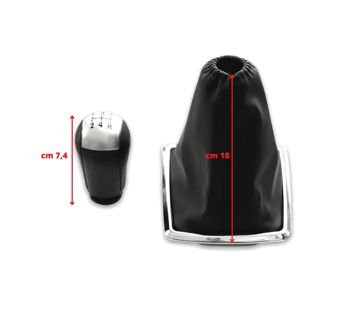 1neiSmartech Set Cuffia in Ecopelle e Pomello Leva Cambio Manuale 5 marce e Cornice Cromata Compatibile con Ford Focus MK2 2004-2012