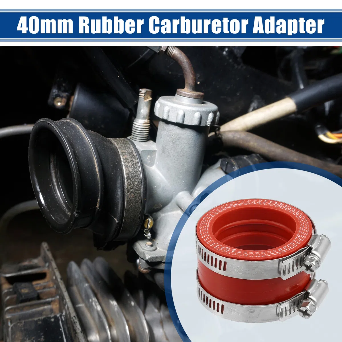 X AUTOHAUX Adattatore carburatore rosso ID 40 mm interfaccia avvio tubo di aspirazione – 1 pezzo