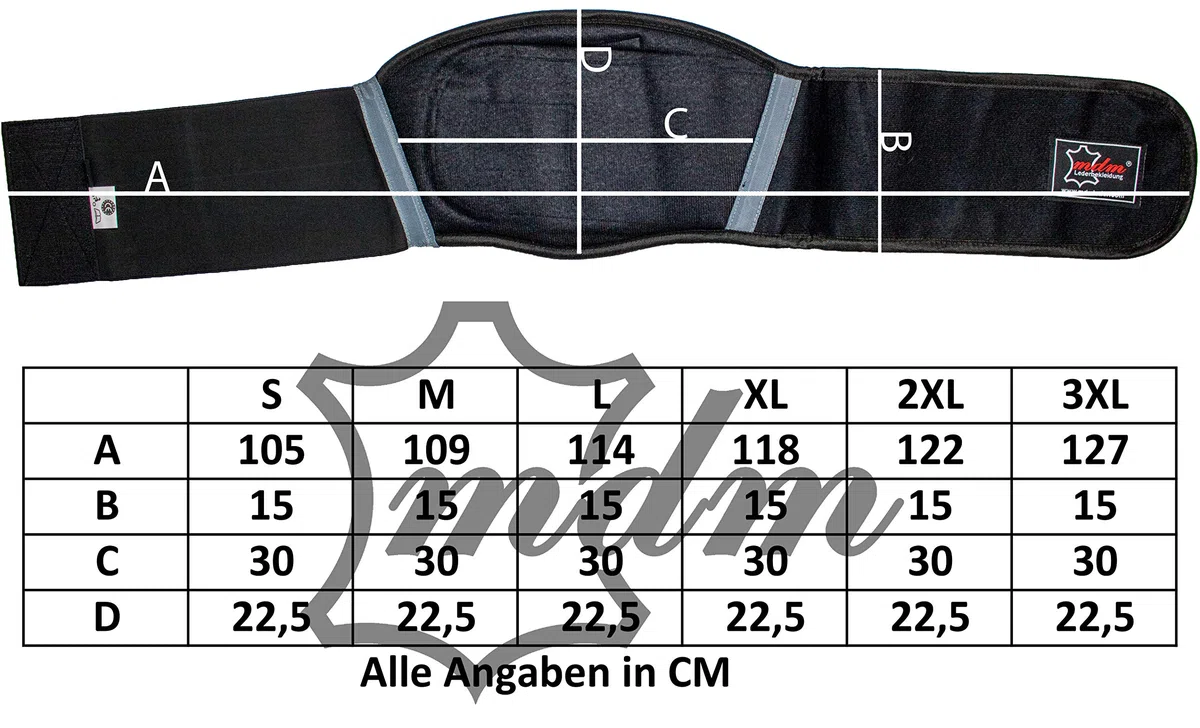 MDM Cintura lombare flessibile ed elastica con ampia chiusura in velcro da S a 3XL