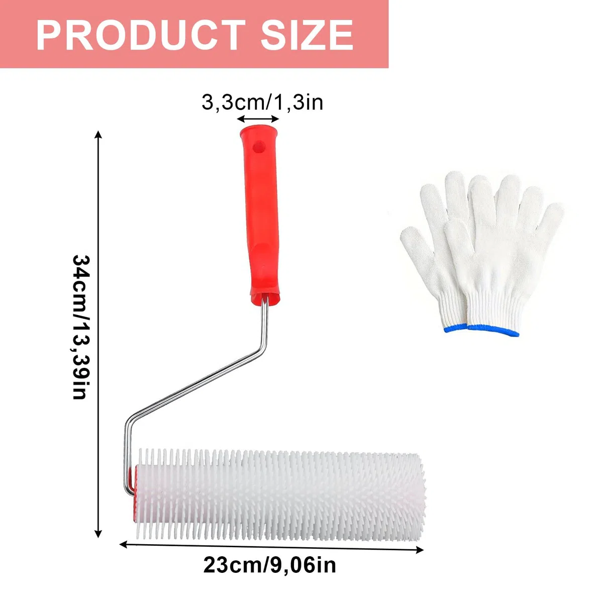 23cm Autolivellante per Pavimenti, Lunghezza Delle Punte 14 mm, Rullo di Sfiato, Per la Degassificazione di Rivestimenti per Pavimenti e la Lisciatura di Superfici