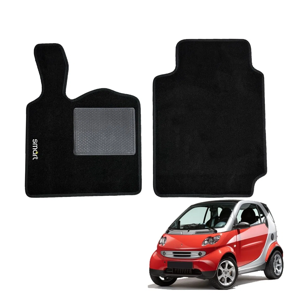 SERIE 2 TAPPETI - TAPPETINI IN MOQUETTE NERI PER SMART FORTWO 450-2004 ->2007