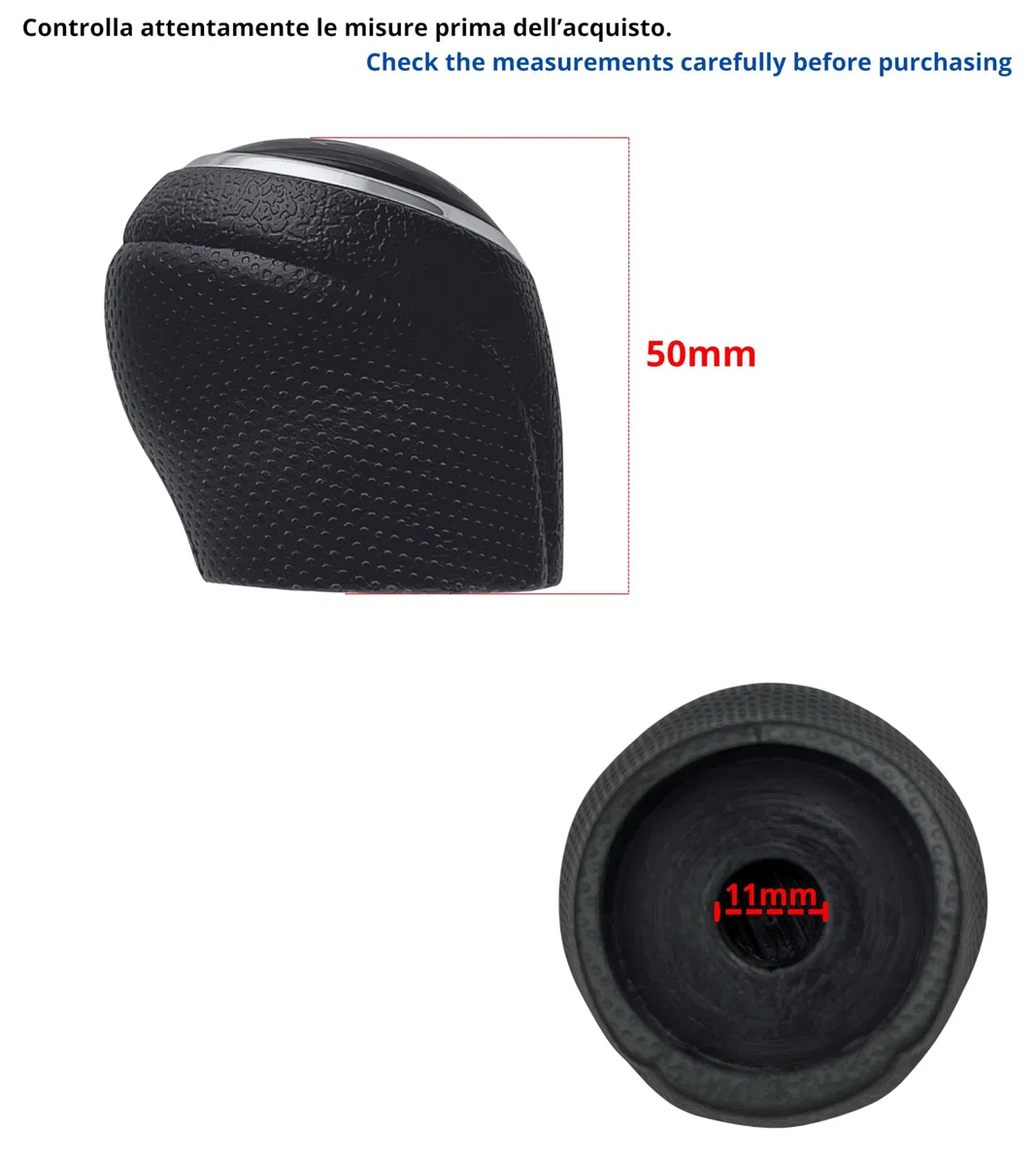 1neiSmartech Pomello per Leva del Cambio 6 Marce Compatibile con Suzuki SX4, SX4 S-Cross 2013–2022 e Vitara III 2015–2022, Nero con Filettatura Integrata