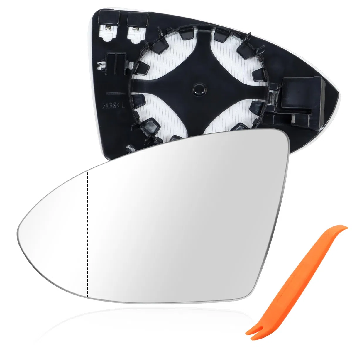 Vetro Specchietto Sinistro Golf 7-Specchietto Laterale Riscaldato Sinistro Golf 7 Asferico, Vetro Specchietto Lato Guida con Piastra di Supporto