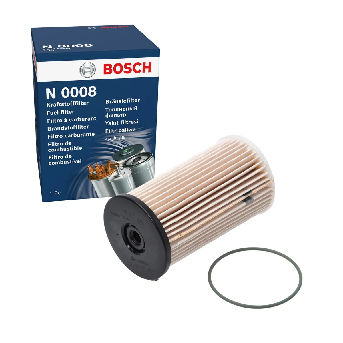 Filtro Diesel per Auto Bosch N0008 - Separa le particelle e l'acqua dal carburante, protegge il sistema di iniezione