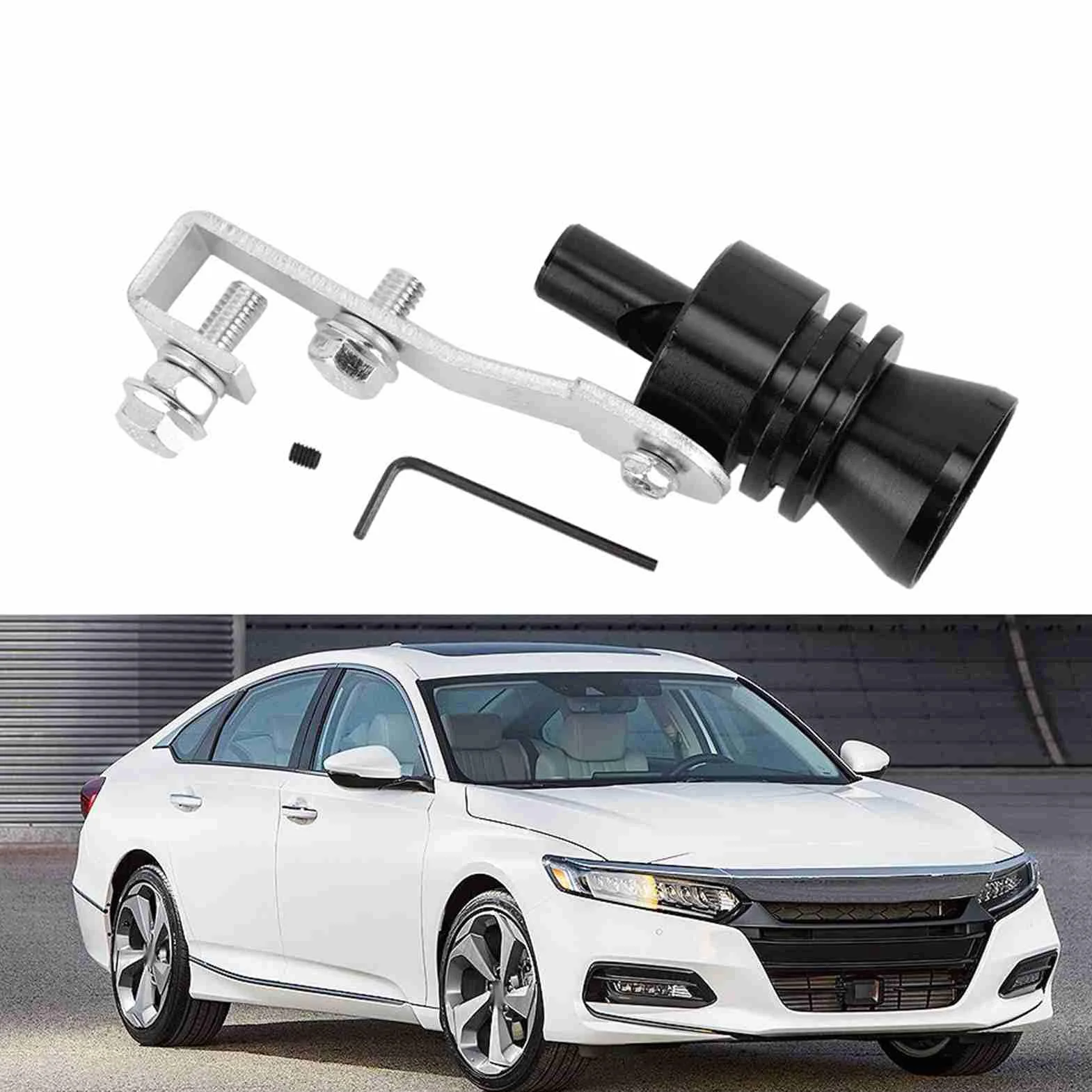 Fischietto turbo, simulatore di valvola di scarico del tubo di scarico per auto in lega di alluminio Fischietto turbo nero adatto per rumore marmitta auto
