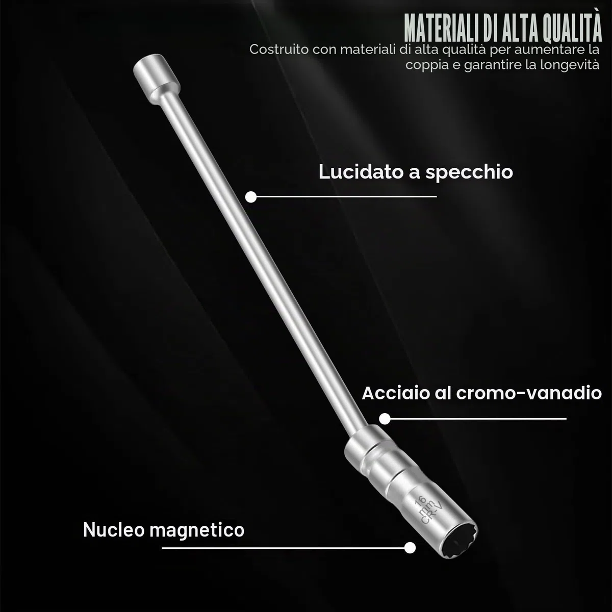Chiave Candela 16 MM Universale: HOMURY Chiave a Bussola, 30 cm di Prolunga, Flessibile Attacco da 3/8" per Strumento di Rimozione della Candela, Chiave a Cricchetto
