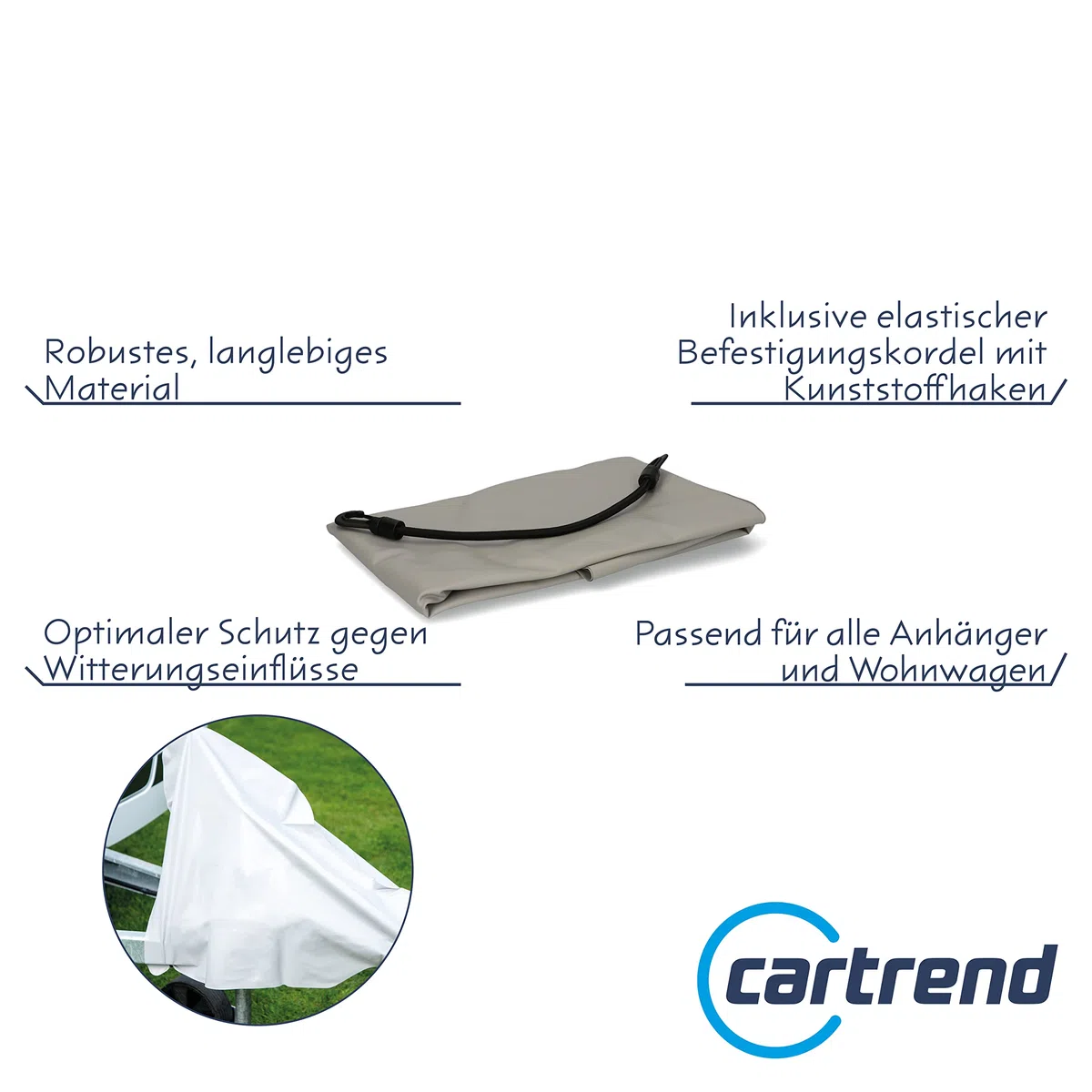 Cartrend 10260 - Copertura per timone universale per roulotte e rimorchio, copertura per timone di traino