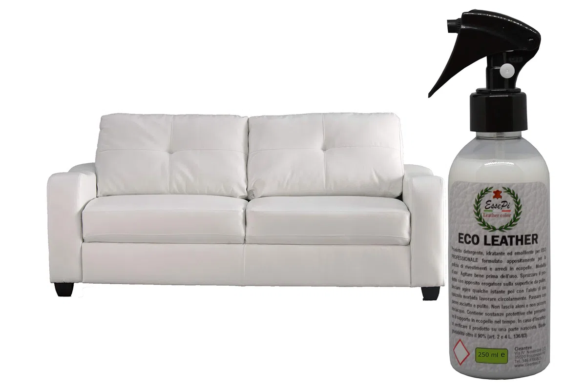 Eco Leather detergente per Articoli in Ecopelle, Similpelle, Vinile e Skai. Pulisce, nutre e Protegge. Prodotto di Alta qualità. Base acquosa No Toxic. 250 ml