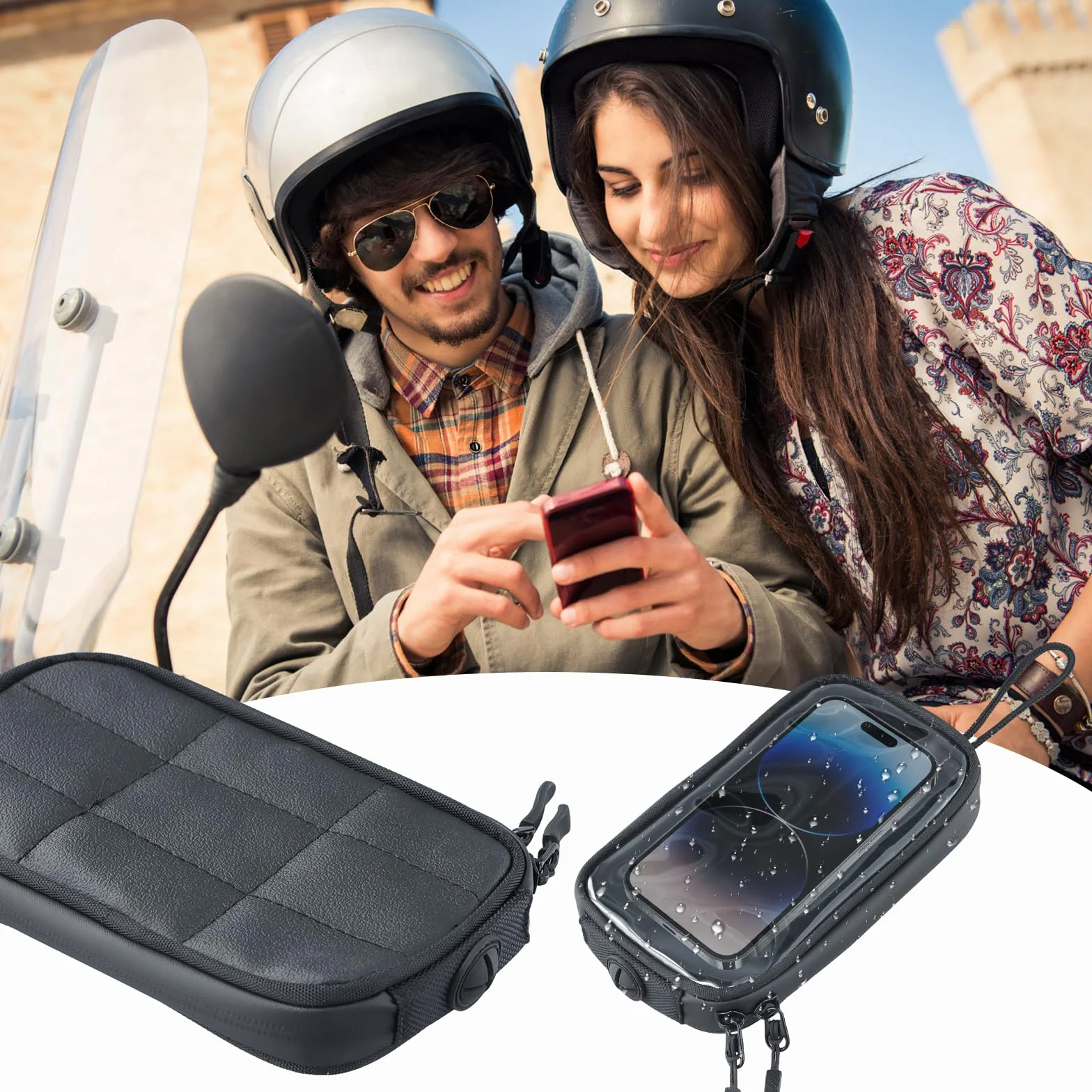 Borsa Serbatoio Moto Borsa da Serbatoio Magnetica Impermeabile Universale Supporto per Telefono Cellulare Moto con Finestra Trasparente