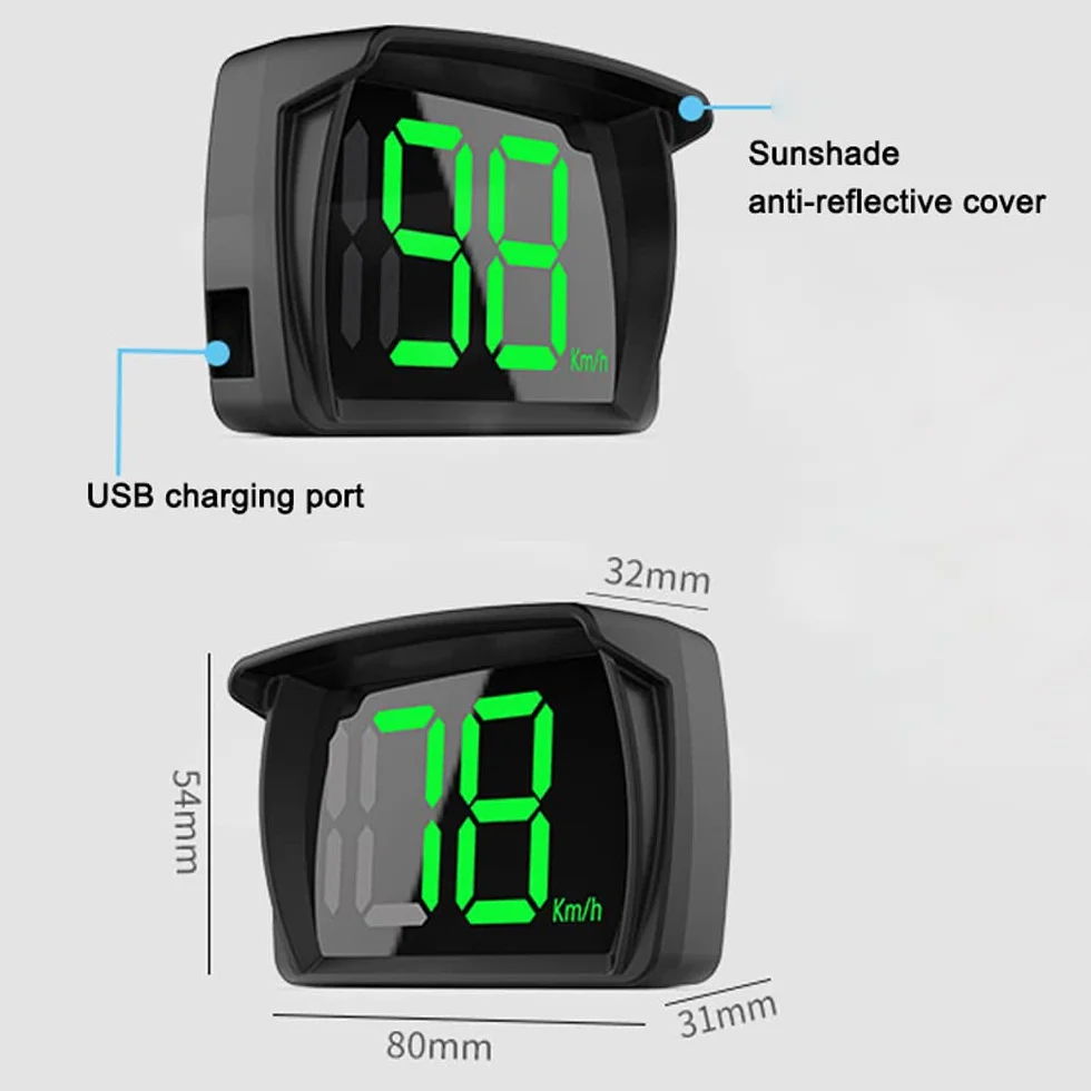 Shkalacar Display HUD per Auto, HUD Headup Display KM/H MPH Tachimetro digitale GPS con display a caratteri grandi a LED per auto, camion, SUV, moto