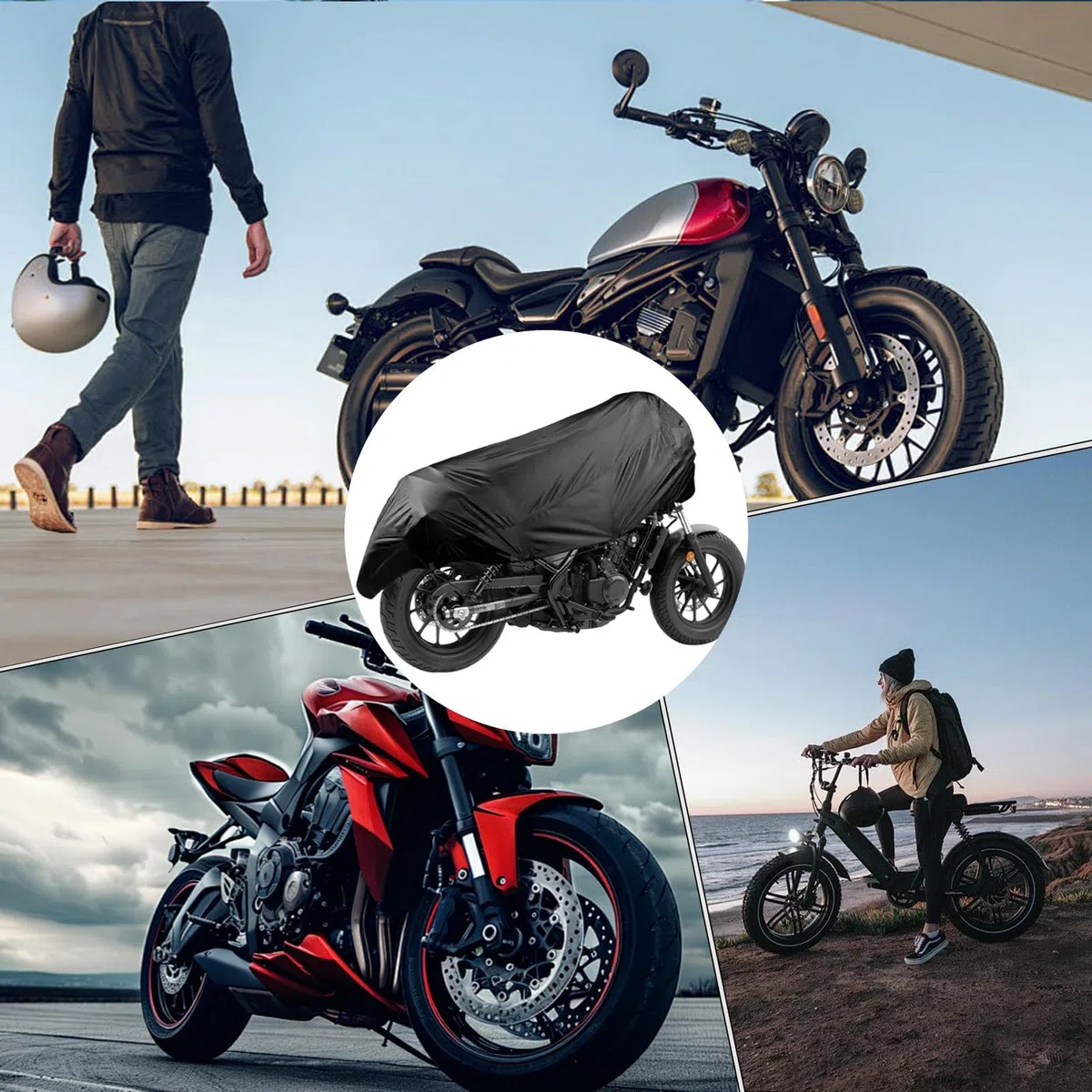 Copri Moto | Copertura per Moto Esterna Resistente per Riparo e Conservazione,Custodia Universale Antipolvere e Anti UV con Protezione Solare per Veicoli Elettrici e Auto