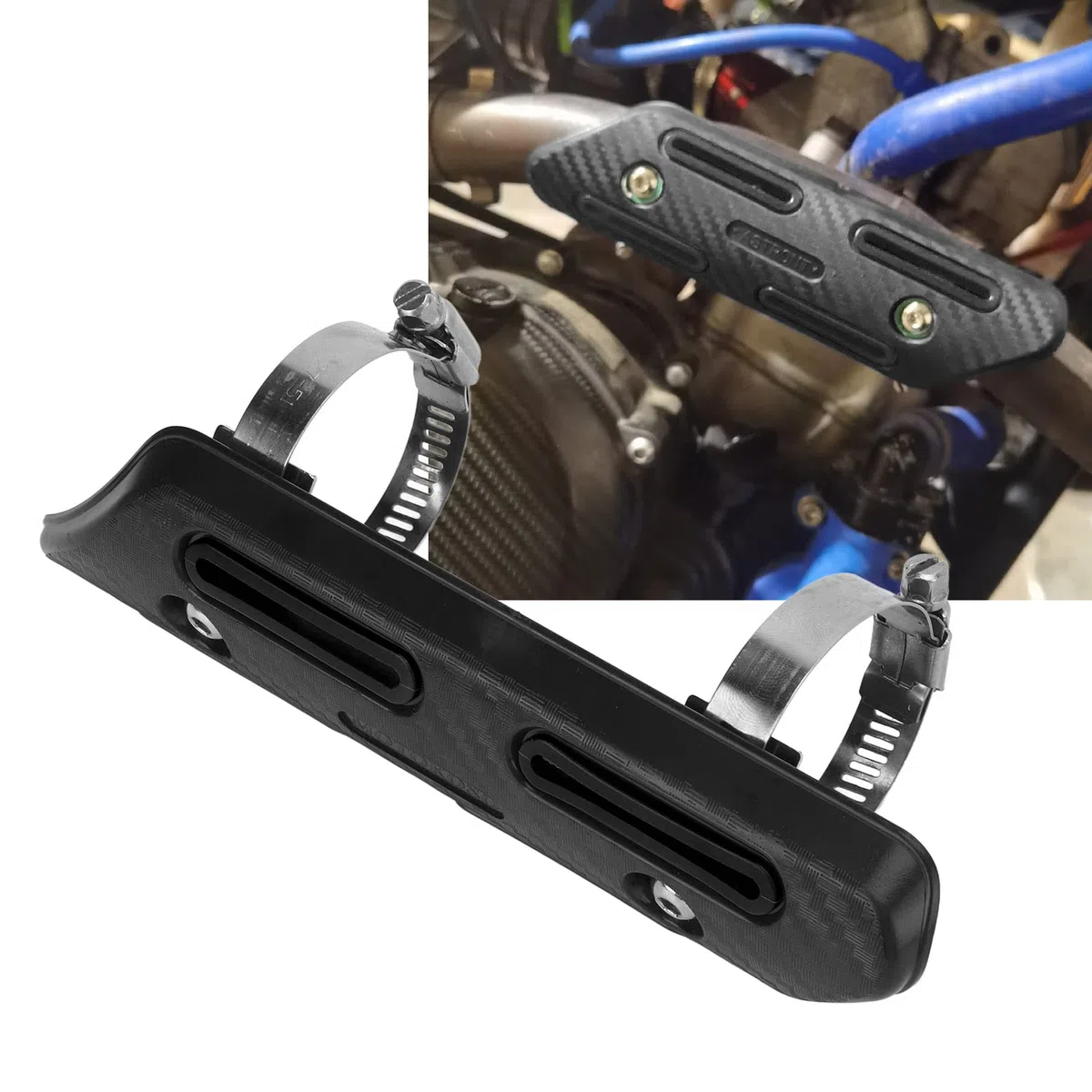 Protezione Termica del Tubo di Scarico, Decorazione Personalizzata Anti-scottatura Protezione Termica dello Scarico ABS Universiale per motocicli a 4 Tempi ATV UTV(Nero)