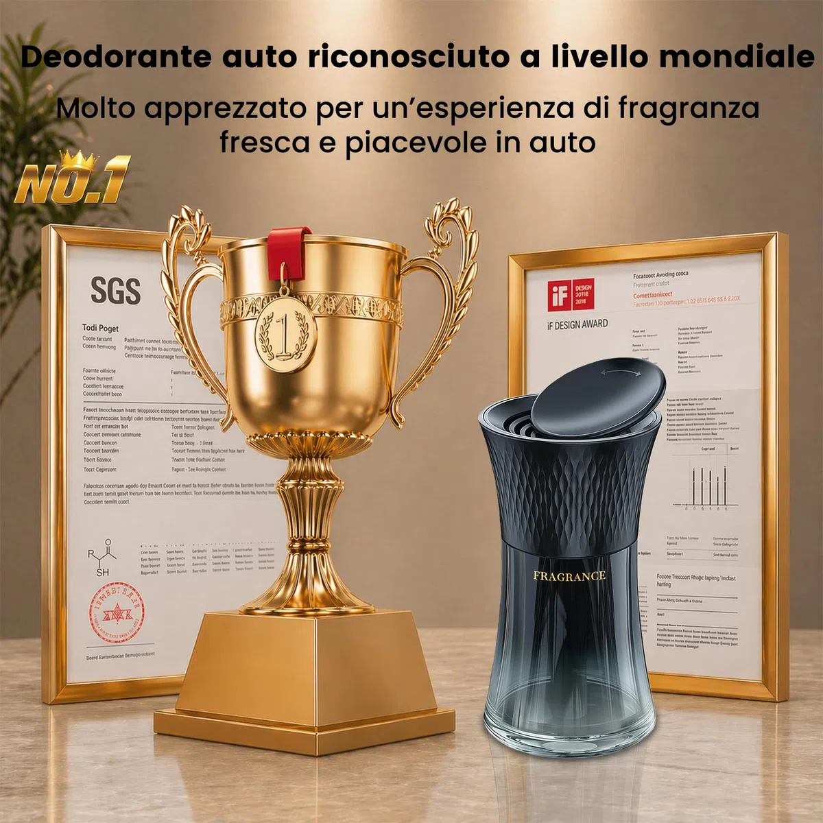Profumatore Auto 110 ml, Design a Clessidra Ispirato alla Torre Eiffel, Diffusore Profumo Auto per Portabicchieri, Fragranza Fresca agli Agrumi, Profumo Auto a Lunga Durata per Auto SUV Camion