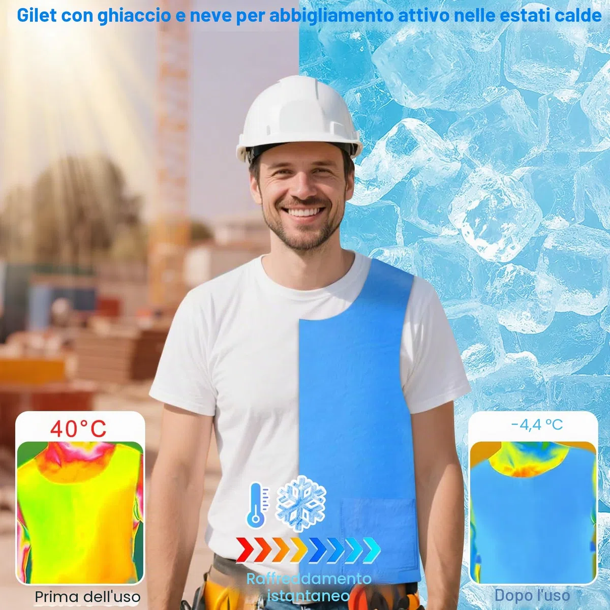 Gilet di Ghiaccio,Gilet di Raffreddamento Evaporativo,Gilet di Raffreddamento Resistente Al Calore Estivo,per attività all'aria aperta campeggio escursionismo sport