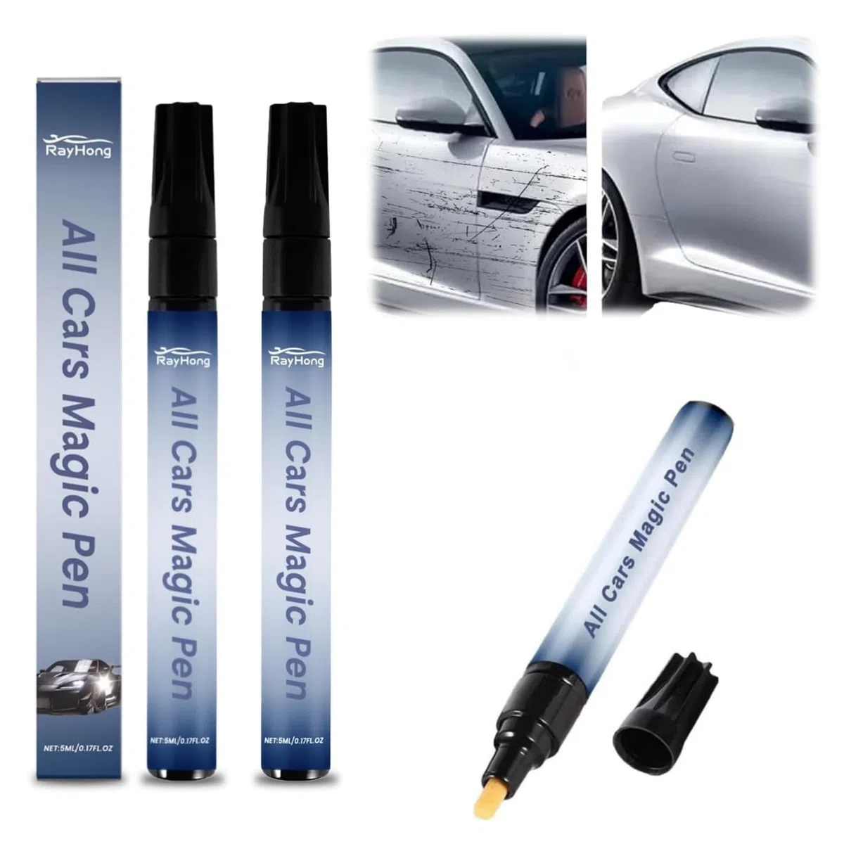 ZVD Penna Antigraffio, Ripara Graffi Vernice in Modo Rapido, Graffi Auto, Penna Antigraffio per Auto,Trasparente,Pennarello Ritocco Carrozzeria,Impermeabile e Adatta e Tutti I Colori del Veicolo (1PC)