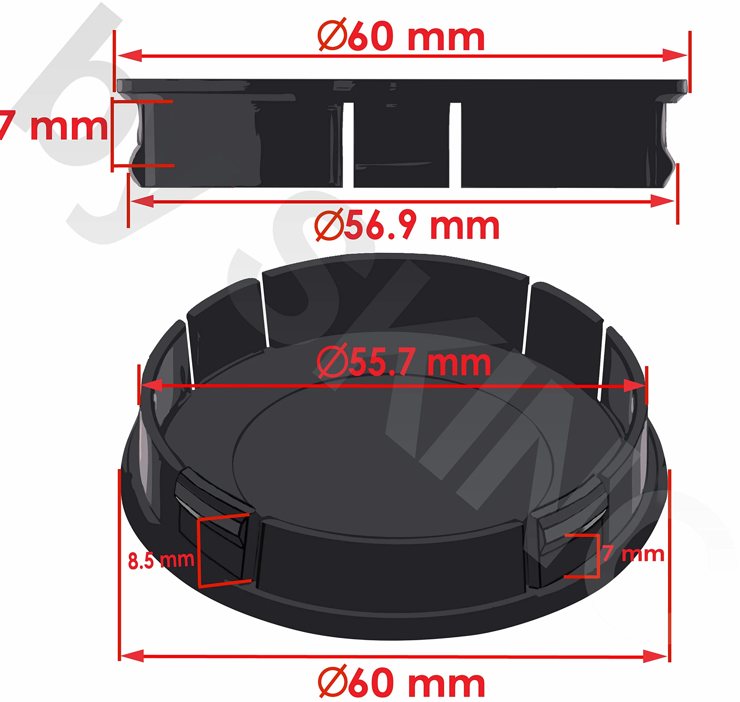 4 x 60mm Coprimozzi Coprimozzo per Centro Universale Copricerchi Tappi per Ruote Cerchi in Lega Nero Dito Medio Cranio CX 25
