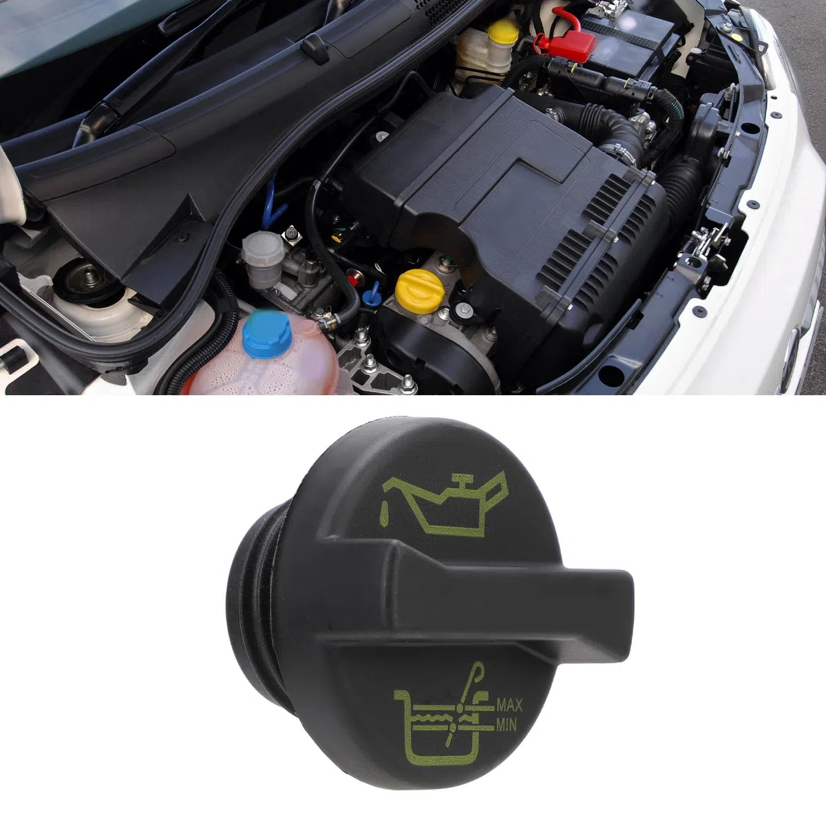 Tappo di Riempimento dell'olio Cover Serbatoio dell'olio Motore Tappo d' 71740676 Materiale ABS Sicuro Sigillazione Compatibile con 500 Grande Punto Evo 1.2 8V MK2B Punto Panda Idea Seicento