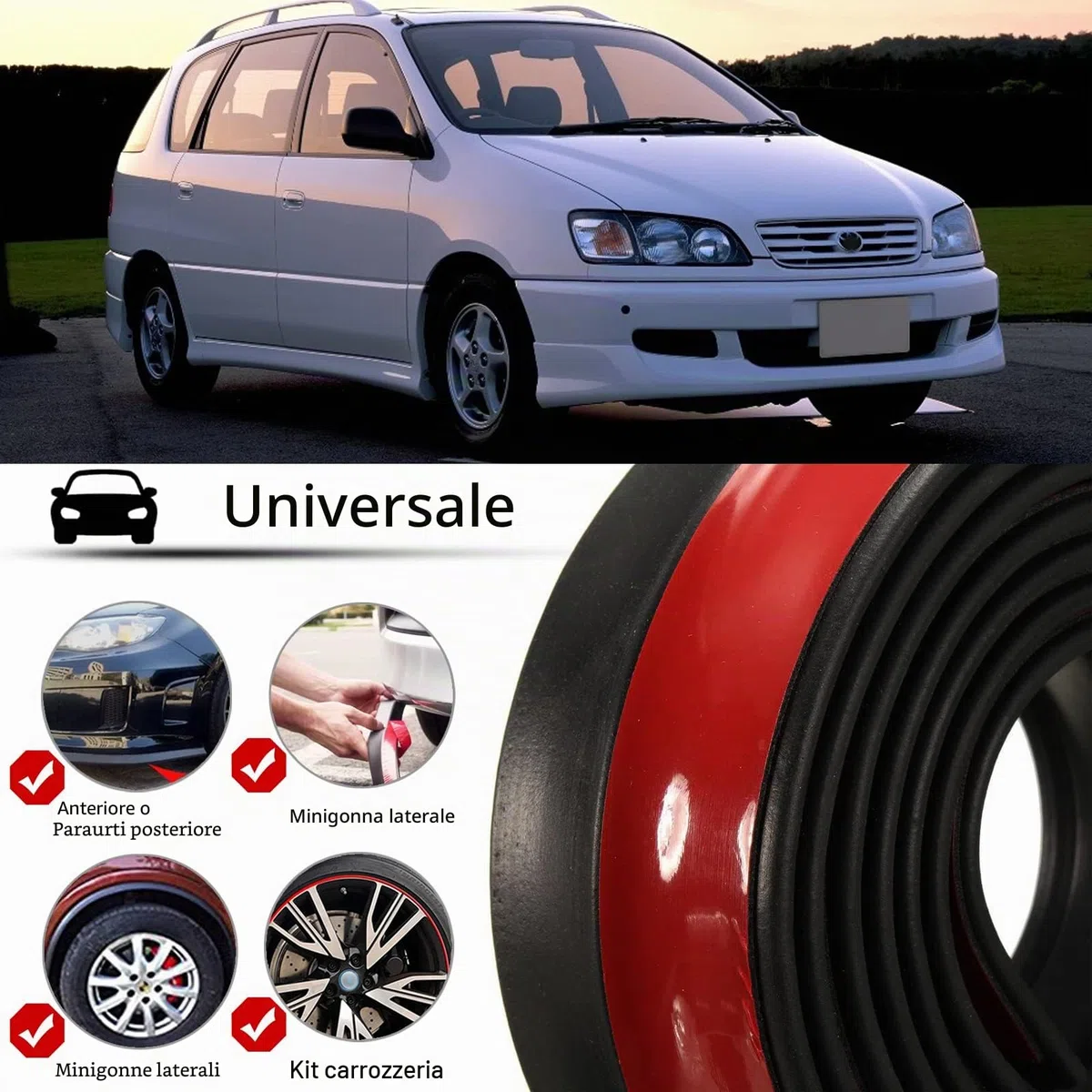 Favuit - Protettore universale per paraurti anteriori e posteriori, 2,5 m/8,2 piedi, spoiler autoadesivo per paraurti anteriore, protezione in gomma per labbra splitter per auto, camion, SUV