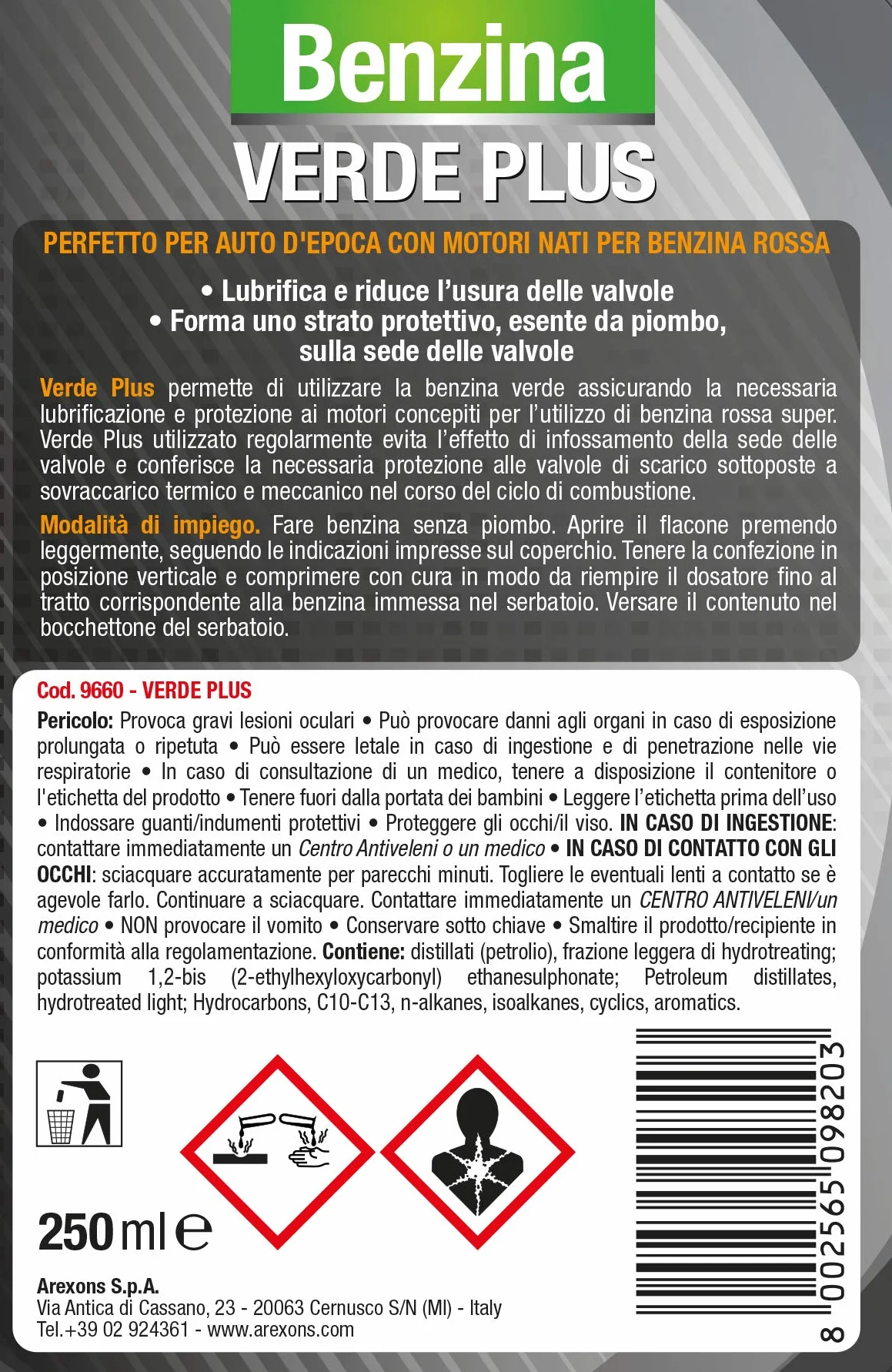 Arexons Additivo Benzina Verde Plus 1:1000 250 ml