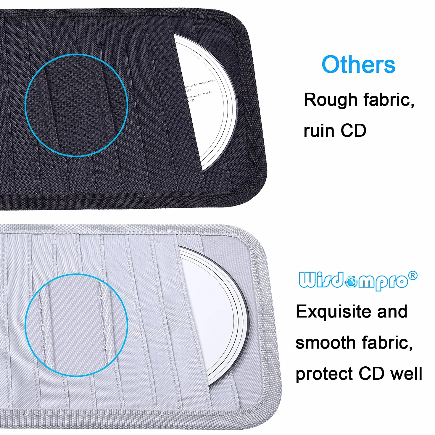 wisdompro Organizer Per Parasole Per Auto, Organizzatore per Visiera Parasole con 12 Custodie per DVD, 1 Tasca in Rete, 1 Portapenne e Cinturino Elastico (Grigio)