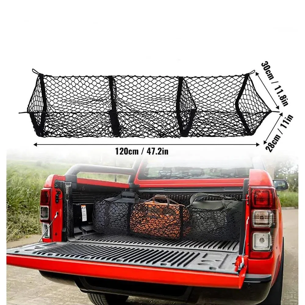 Rete Bagagliaio per Auto, per Ford Ranger III Super/Double/Single Cab Pick-up 2013-2024 Rete da Carico Altamente Elastica Auto Portabagagli Organizer Rete Carichi Saldamente,B
