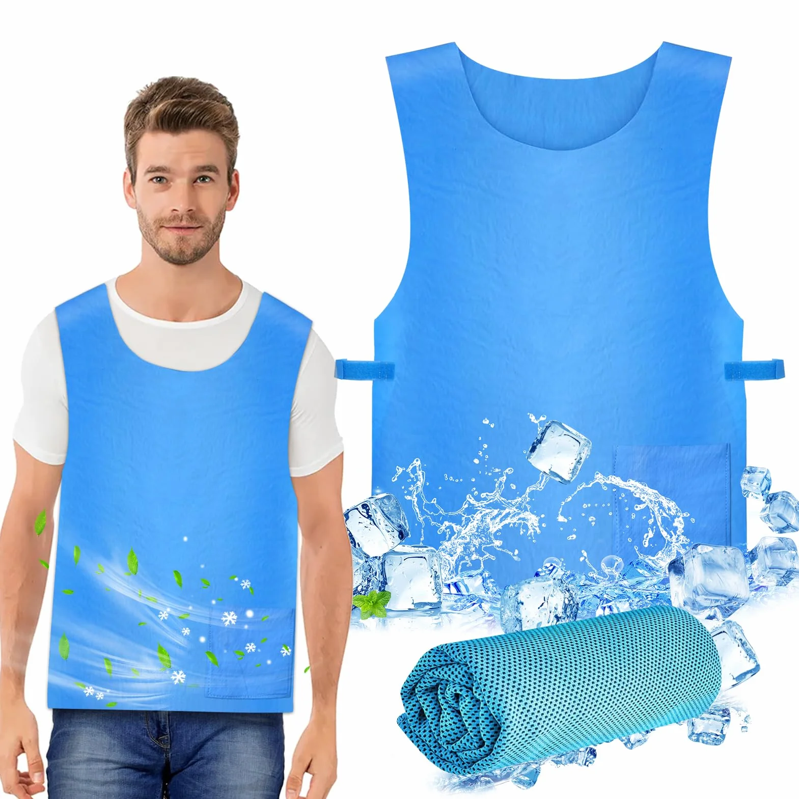 Gilet di Ghiaccio,Gilet di Raffreddamento Evaporativo,Gilet di Raffreddamento Resistente Al Calore Estivo,per attività all'aria aperta campeggio escursionismo sport
