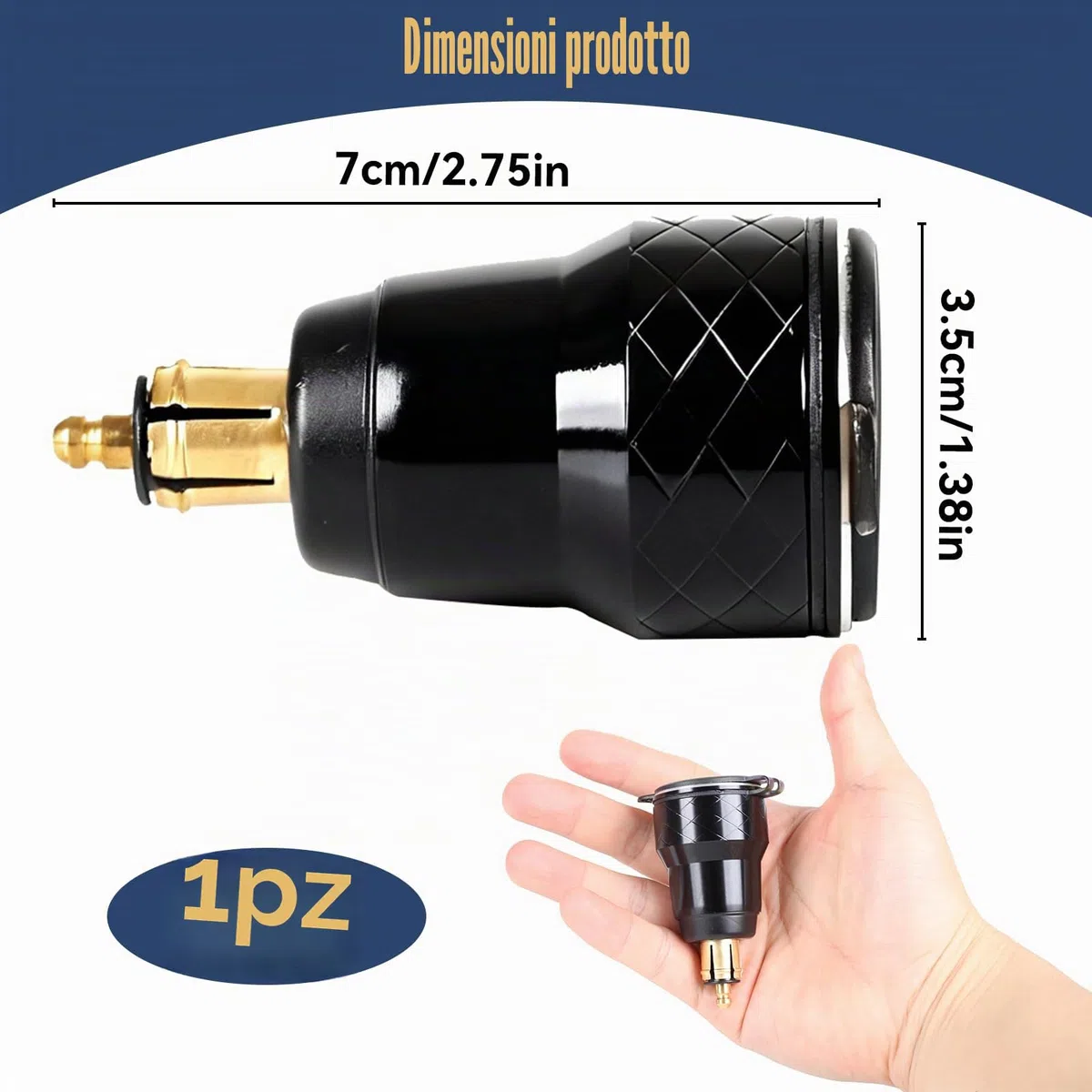 Presa DIN a USB C per Moto BMW, PD3.0 e QC3.0 Spina DIN Hella Socket Plug Waterproof Alluminio Adattatore Accendisigari con LED Voltmeter per 12V/24V Ducati Triumph Altre Motorcycles in Stile Europeo