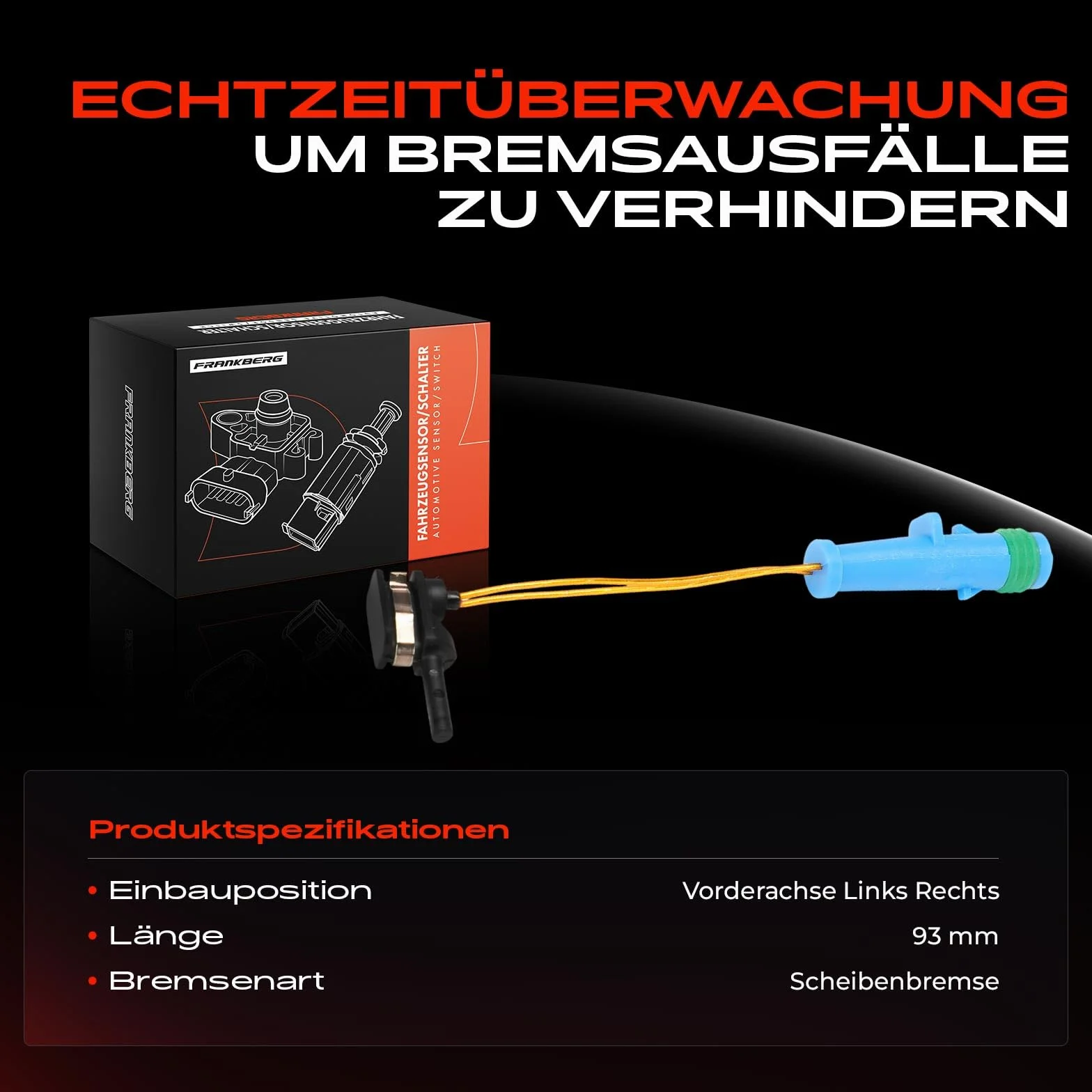 Frankberg Indicatore di usura Usura delle pastiglie dei freni Anteriore Compatibile con B-Class W245 B-Class W242 W246 Classe C W205 Classe C T-Model S205 GLC X253 Replace# 1695401617