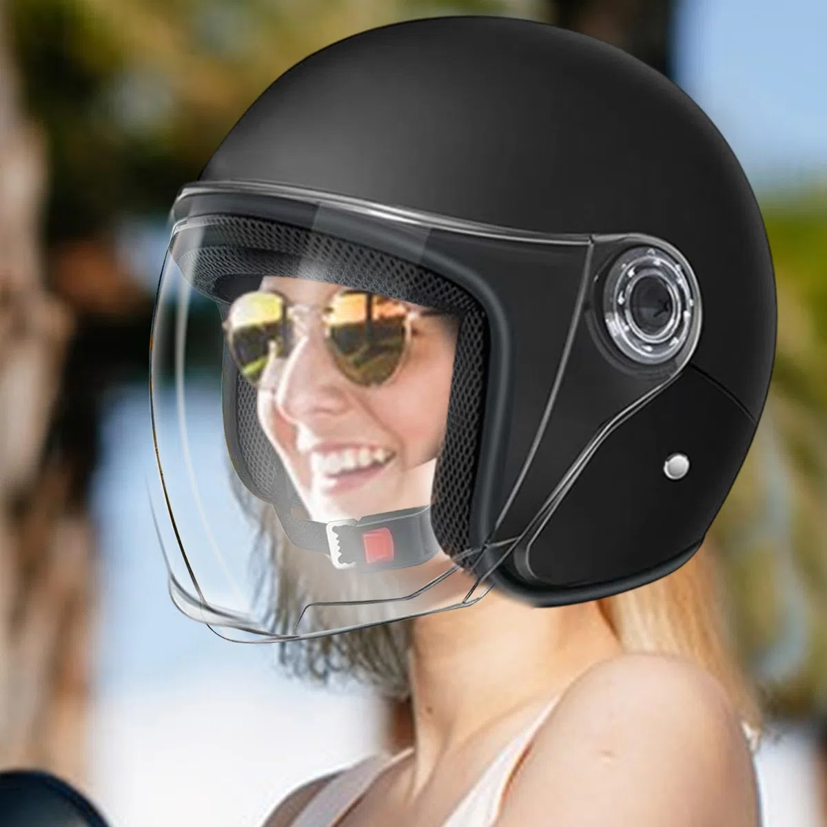 Casco Motociclista Grande,Casco Aperto per Adulti | Equipaggio Protettivo con Visiera per Avventura Pendolarismo Scooter Sportivo