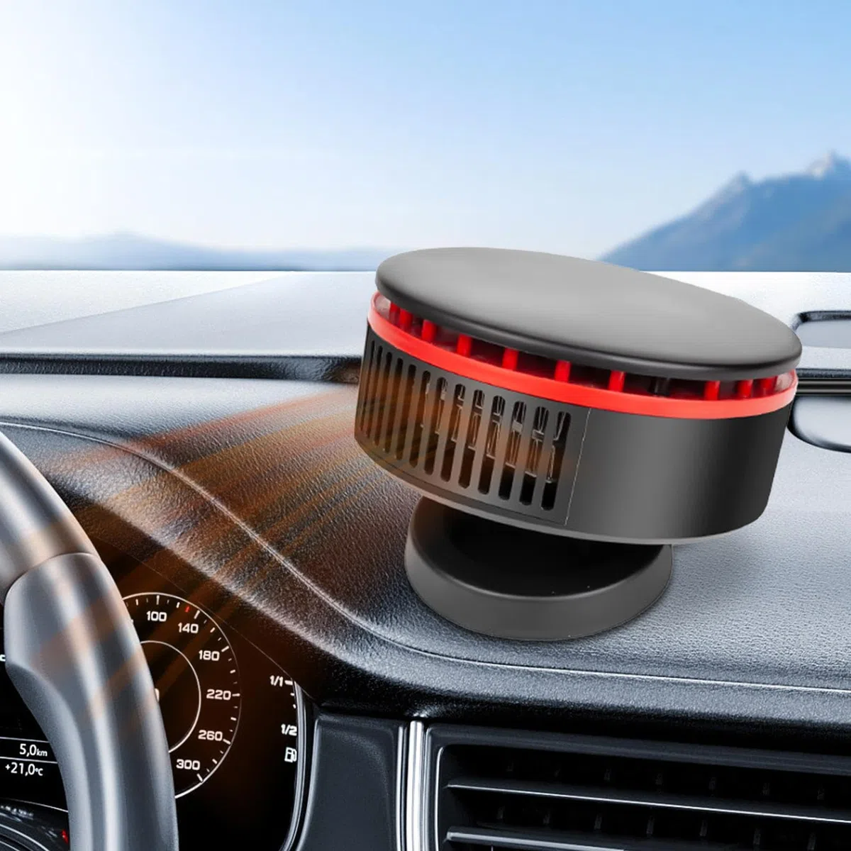 Riscaldatore portatile per auto, 12 V, girevole a 360 gradi, riscaldamento rapido, sbrinatore per parabrezza 'auto, adatto per la maggior parte dei veicoli