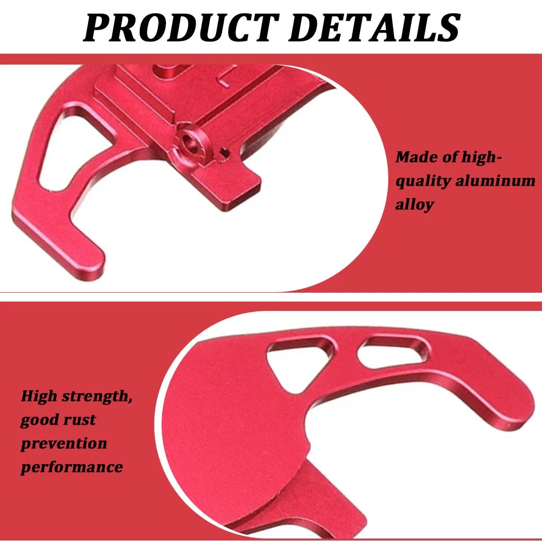 metallo Paddle Shifter estensioni, 2 estensioni, Applicabile a Golfe 7 GTI 7.5 RLIME NNK7, in metallo Paddle Shifter Extension decorazione interna, rosso
