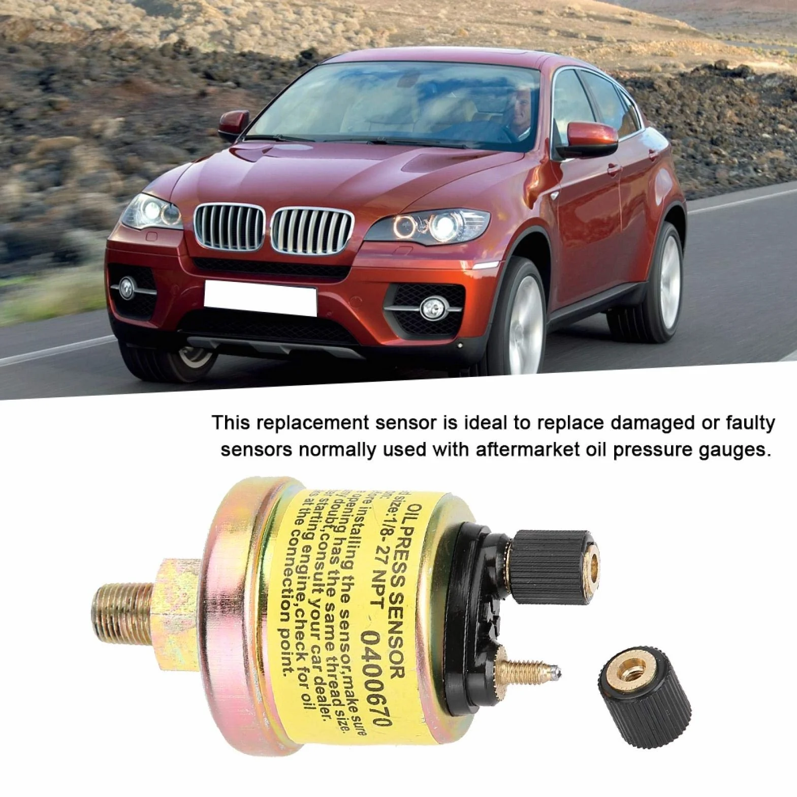 Yosoo Sensore di Pressione Olio Universale, 1/8 NPT, Ricambio per Manometro Motore