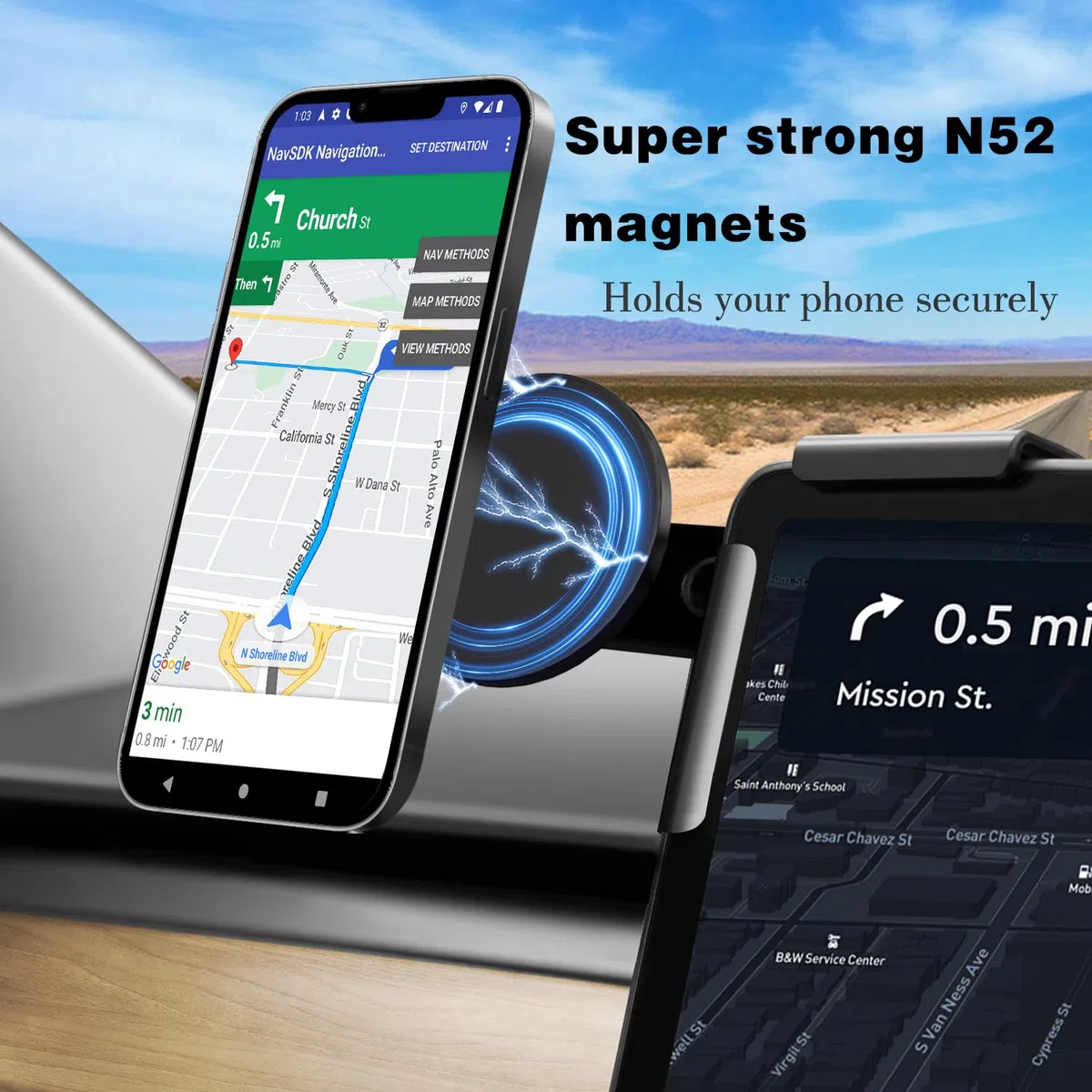 Model 3/Y/X/S Supporto Magnetico per Tesla Telefono Adatto a iPhone 15 14 13 PRO Max Mini e Tutti Gli Altri Telefoni, Si Adatta alla Maggior Parte degli Schermi delle Auto
